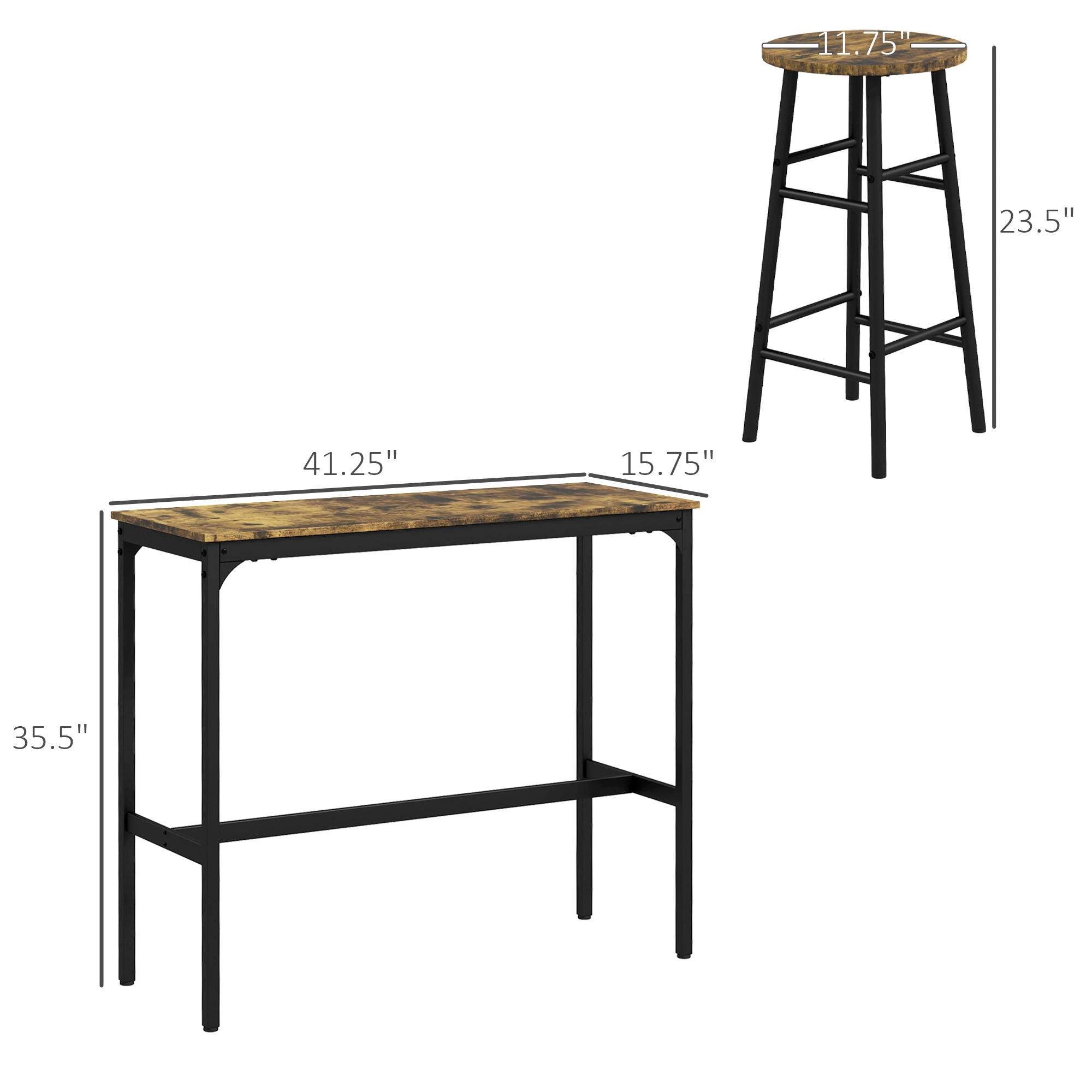 Modern Pub Table and Chair Set for Home Kitchen Bar Counter Standing Seating view 2