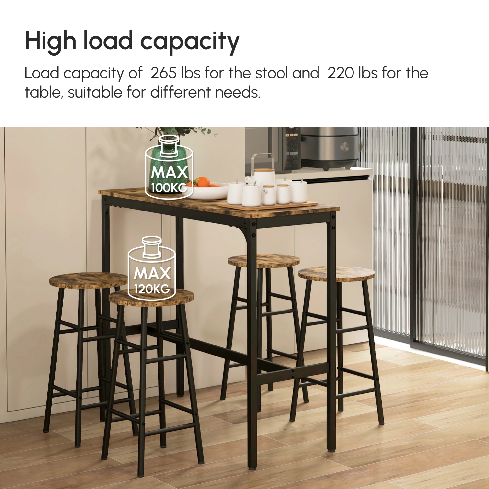 Modern Pub Table and Chair Set for Home Kitchen Bar Counter Standing Seating view 3