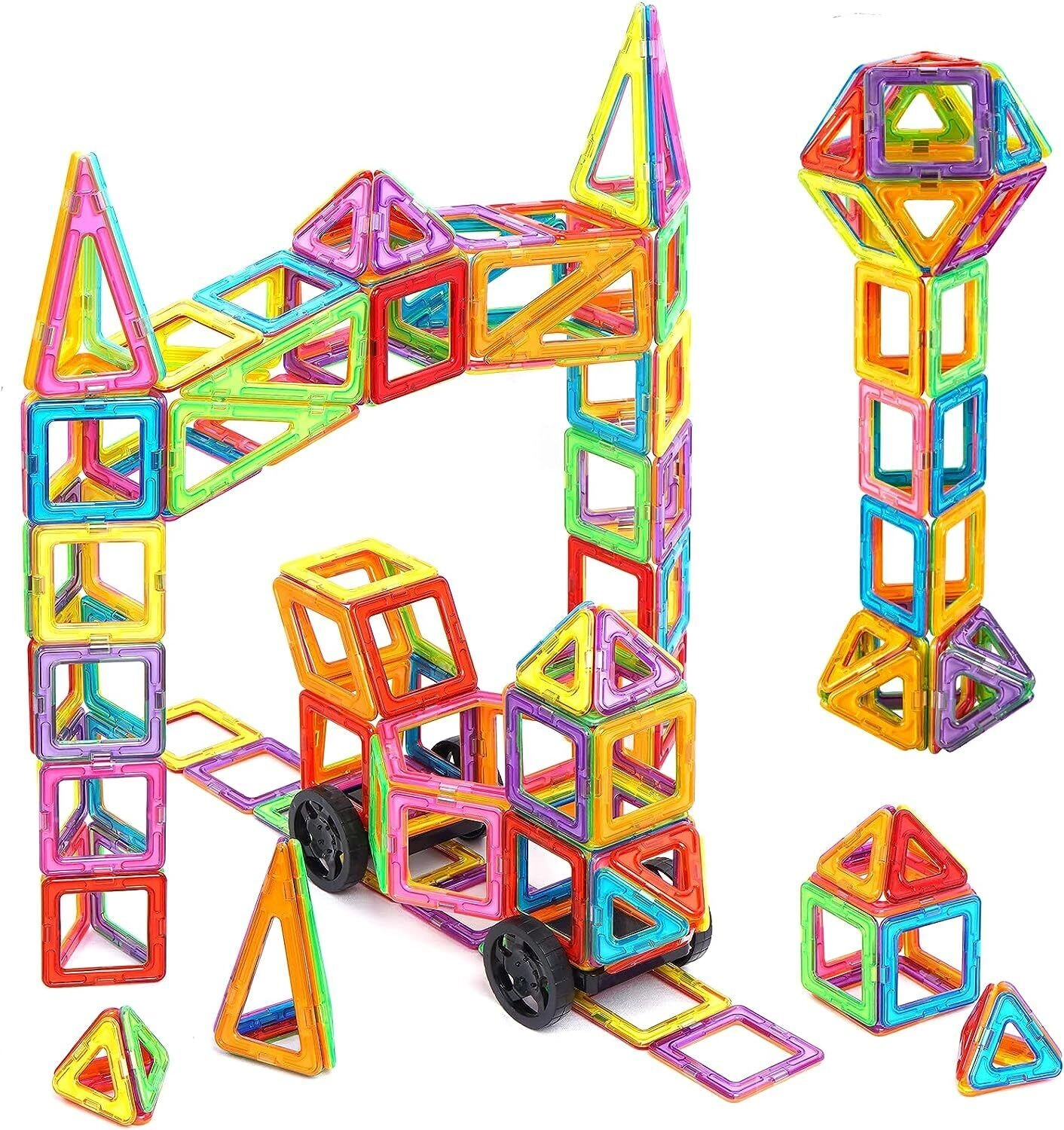 110Pcs Magnetic Building Blocks, Colorful Magnet Tiles Set, STEM Educational Kids Toys for Children Age 3+ view 5