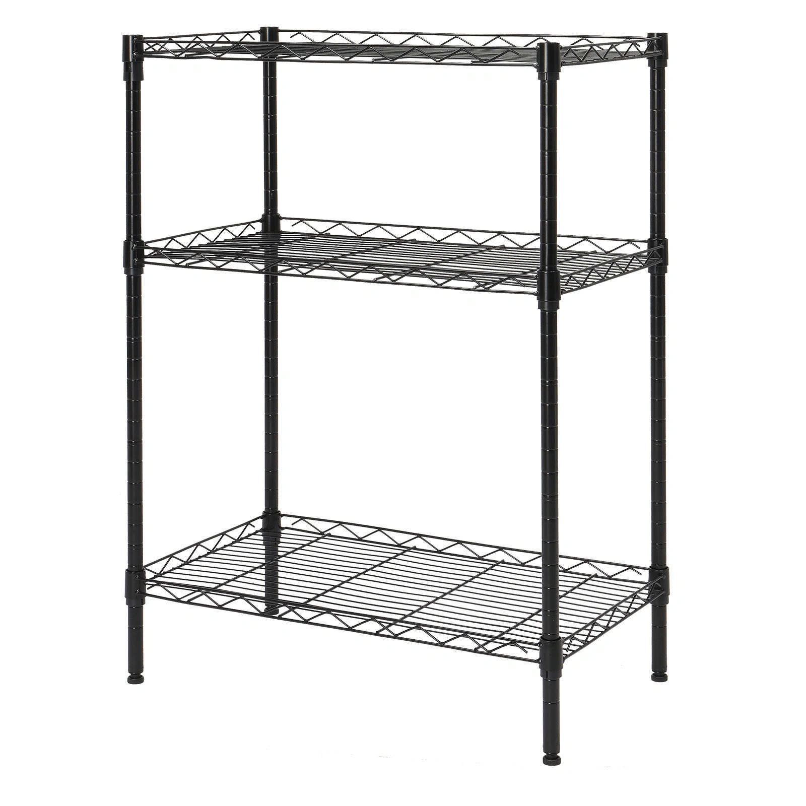 Concise 3 Layers Carbon Steel & PP Storage Rack Black view 3