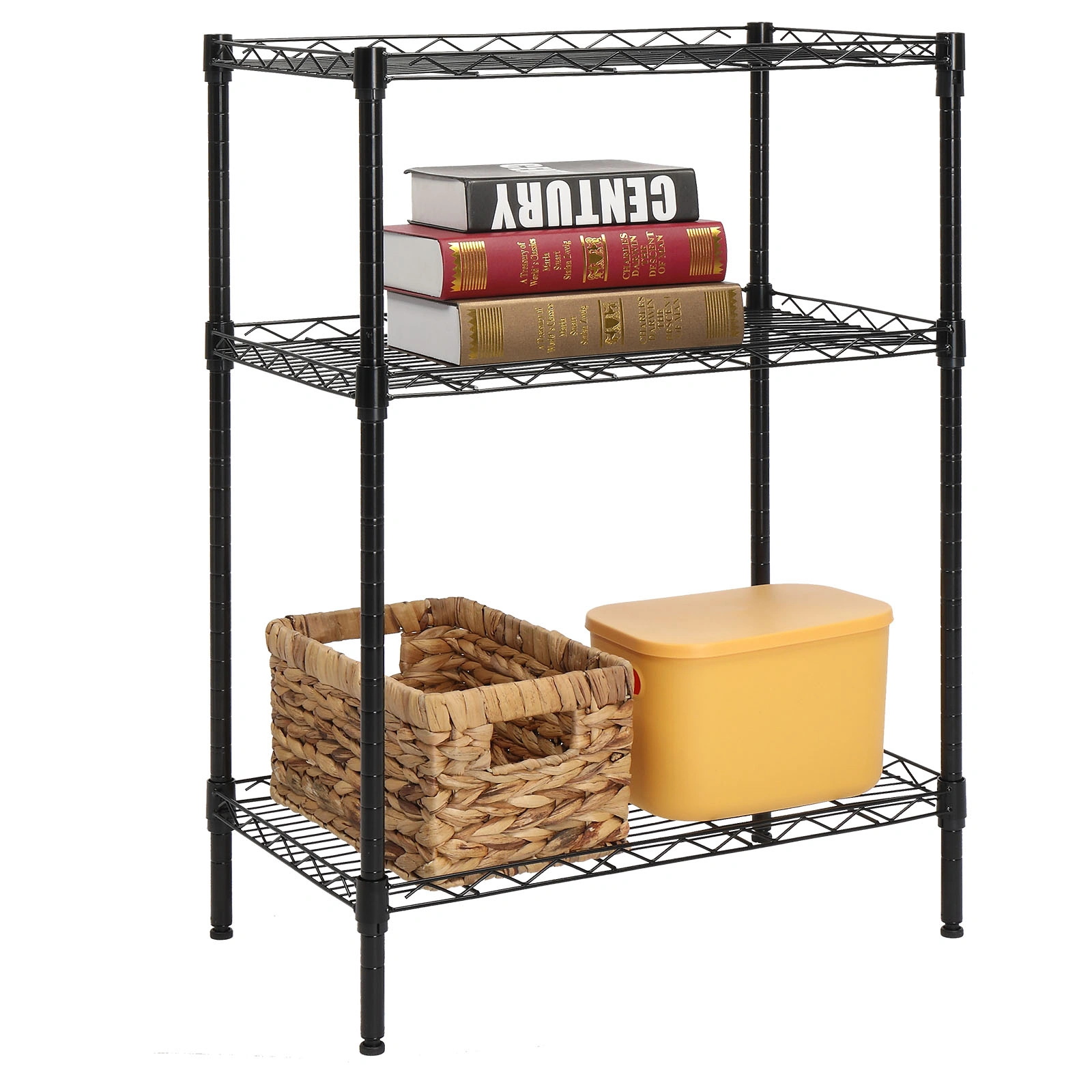 Concise 3 Layers Carbon Steel & PP Storage Rack Black view 6