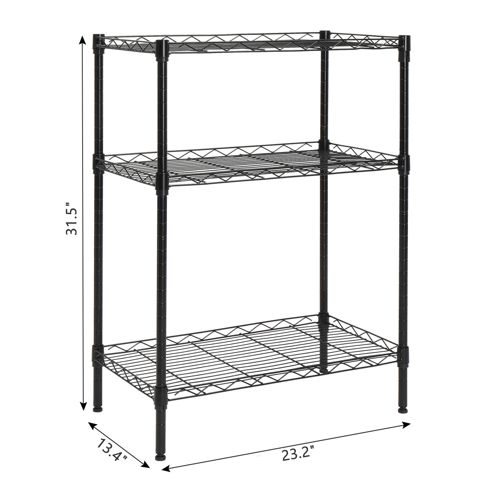 Concise 3 Layers Carbon Steel & PP Storage Rack Black view 8