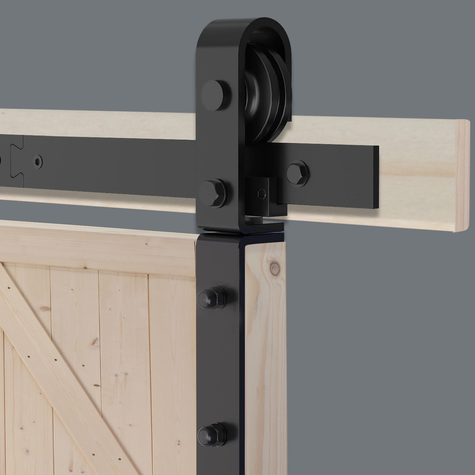 60" Bi-Folding Sliding Barn Door Hardware Kit for 2 Doors,Smoothly&Quietly,Black Track J Shape Roller-[Doors not Included] view 8