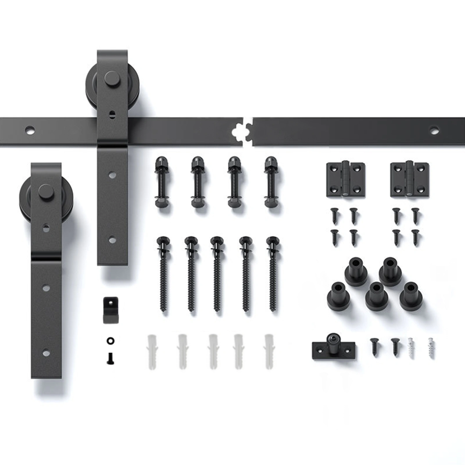 60" Bi-Folding Sliding Barn Door Hardware Kit for 2 Doors,Smoothly&Quietly,Black Track J Shape Roller-[Doors not Included] view 9