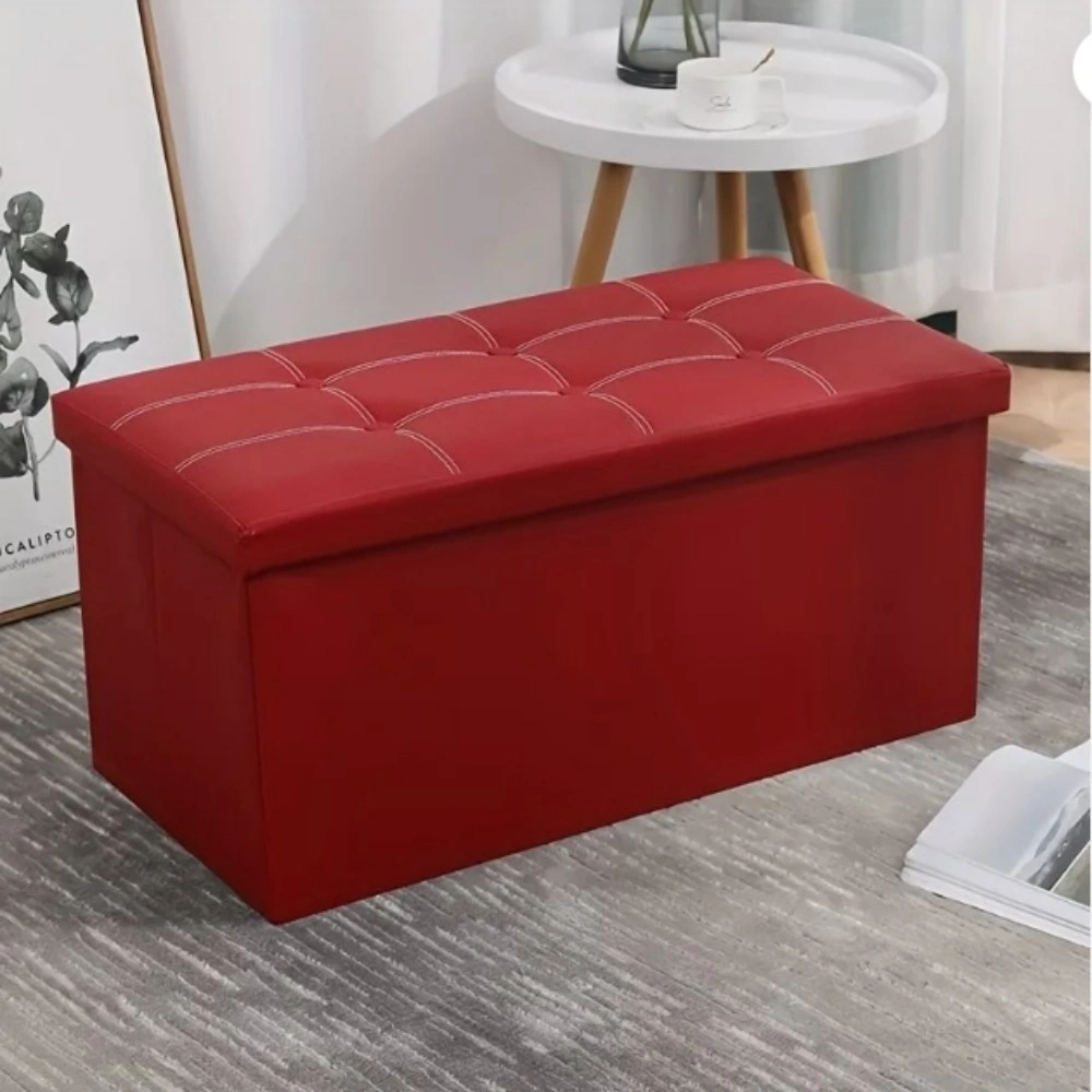 76cm Folding Storage Ottoman Bench Seat with Cushion Toy Box view 2