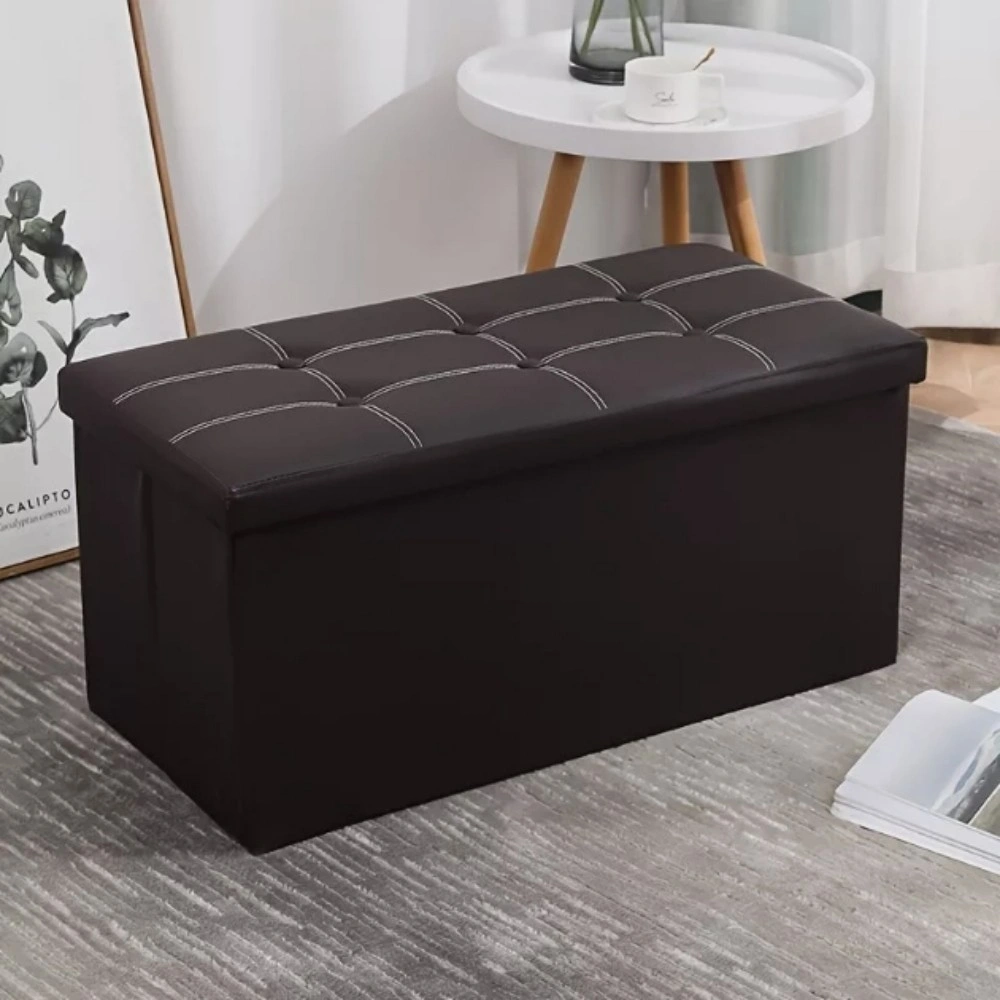 76cm Folding Storage Ottoman Bench Seat with Cushion Toy Box view 3
