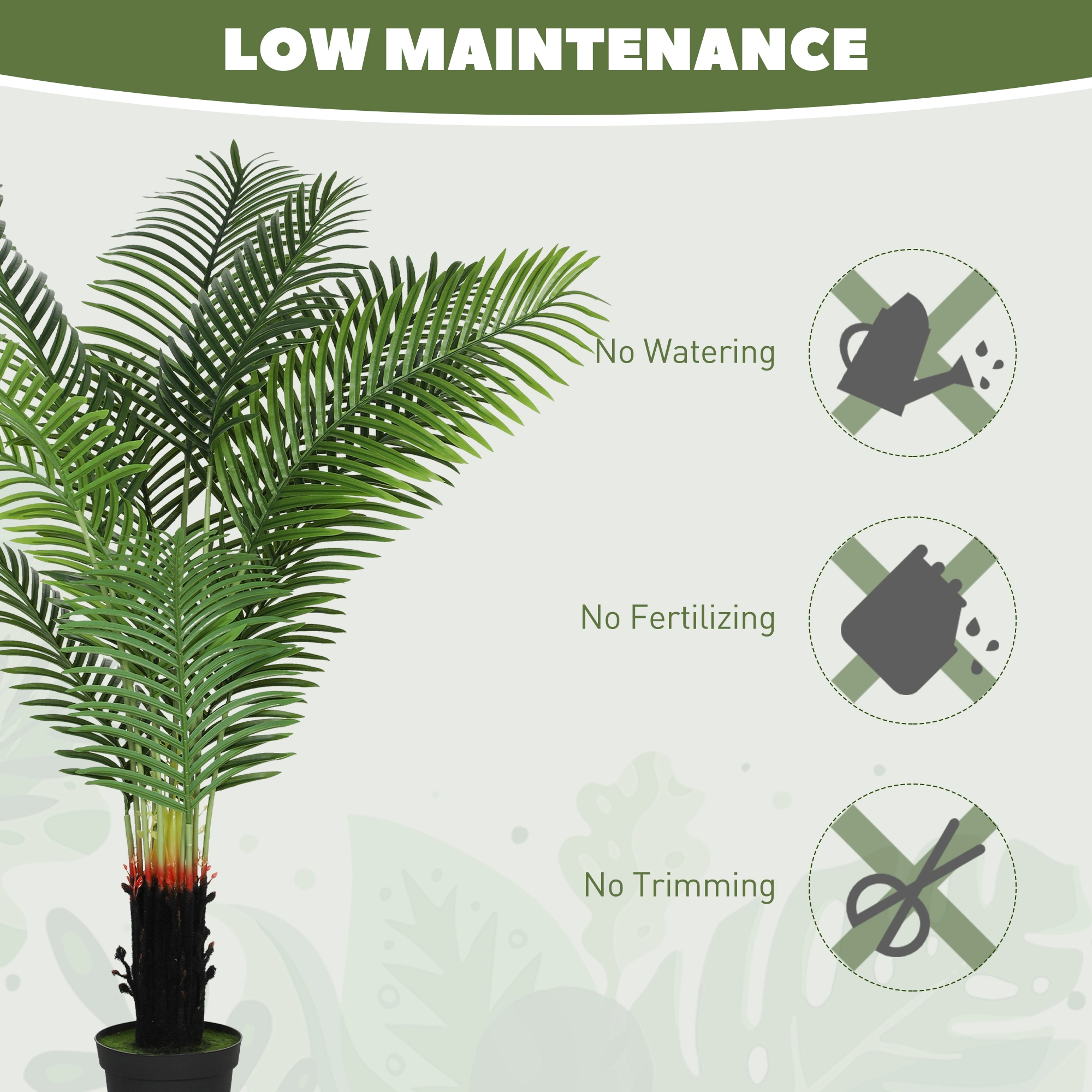 Artificial Areca Palm Tree 6ft - Faux Indoor Outdoor Planter Plant with Decorative Pot for Home Garden view 3