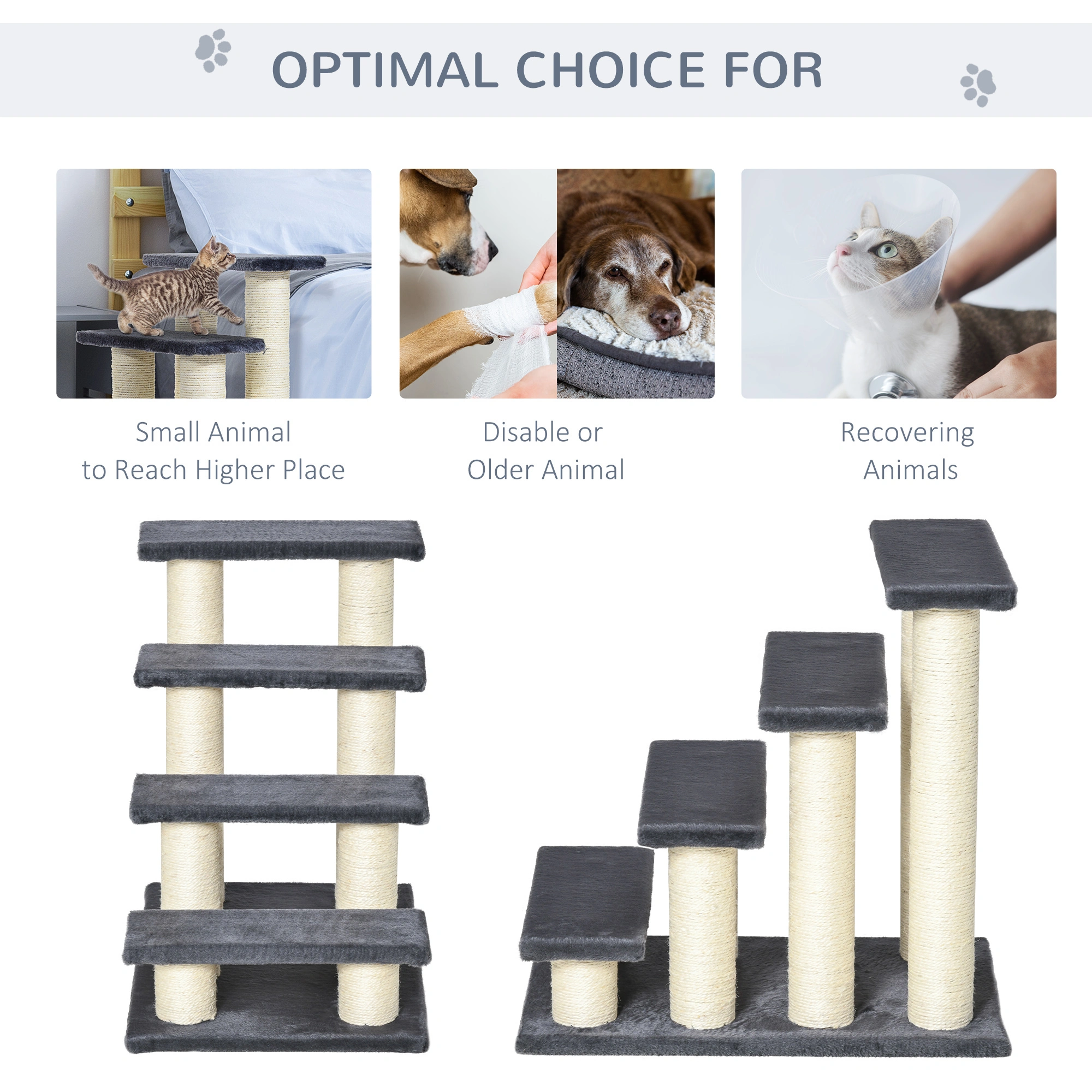 4-Step Cat Tree Condo with Sisal Scratching Post - Multi-Level Platform Cat Tower for Climbing, perching, and Accessing High Beds view 2