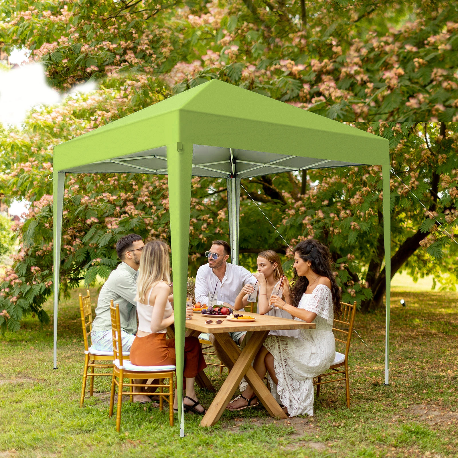 6.5X6.5FT Two Doors & Two Windows Practical Waterproof Right-Angle Folding Tent Greenish-Gray view 14