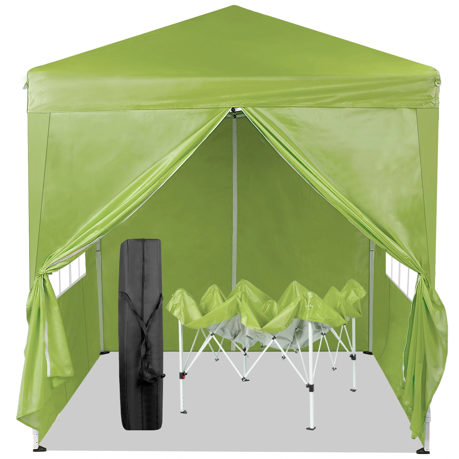6.5X6.5FT Two Doors & Two Windows Practical Waterproof Right-Angle Folding Tent Greenish-Gray view 5