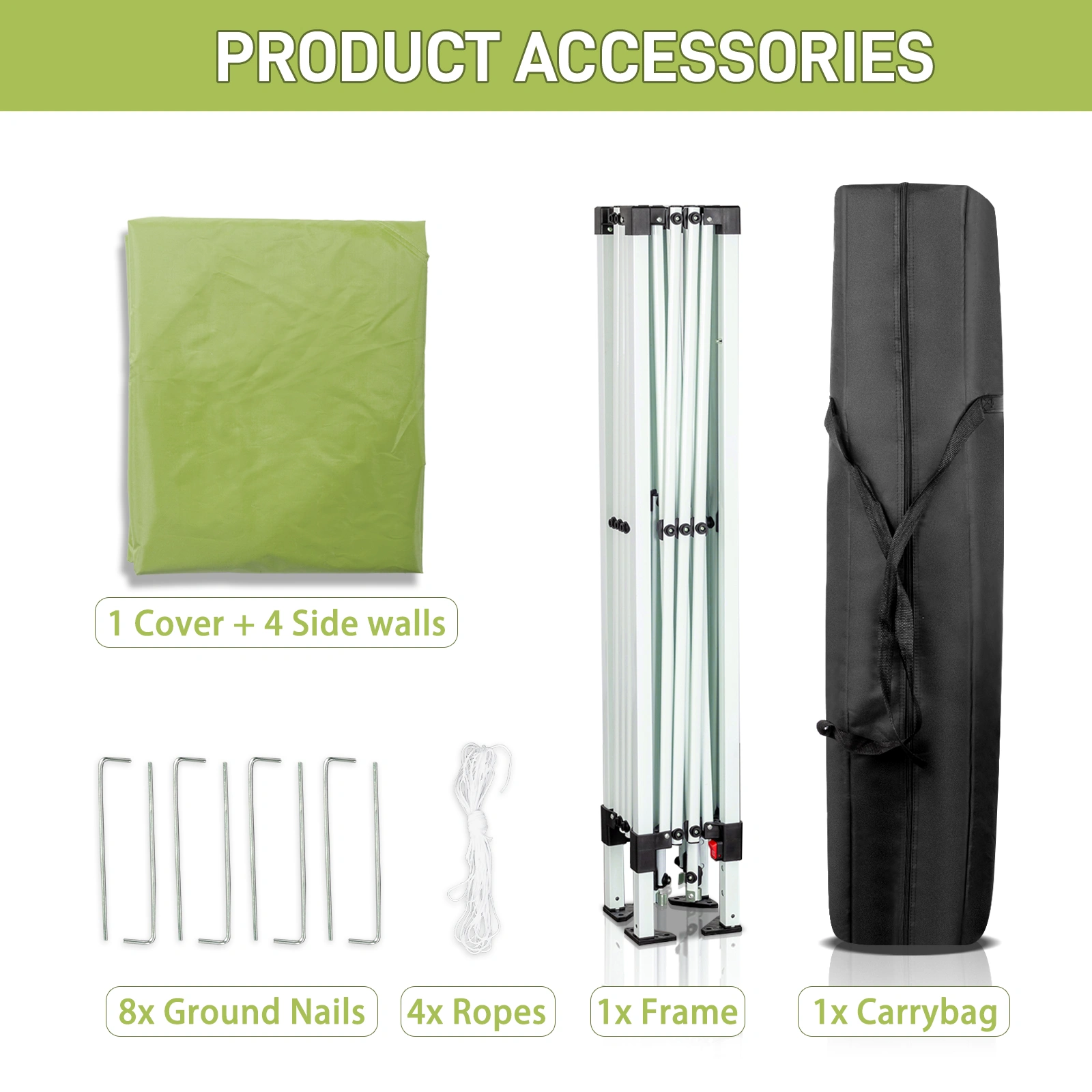 6.5X6.5FT Two Doors & Two Windows Practical Waterproof Right-Angle Folding Tent Greenish-Gray view 8