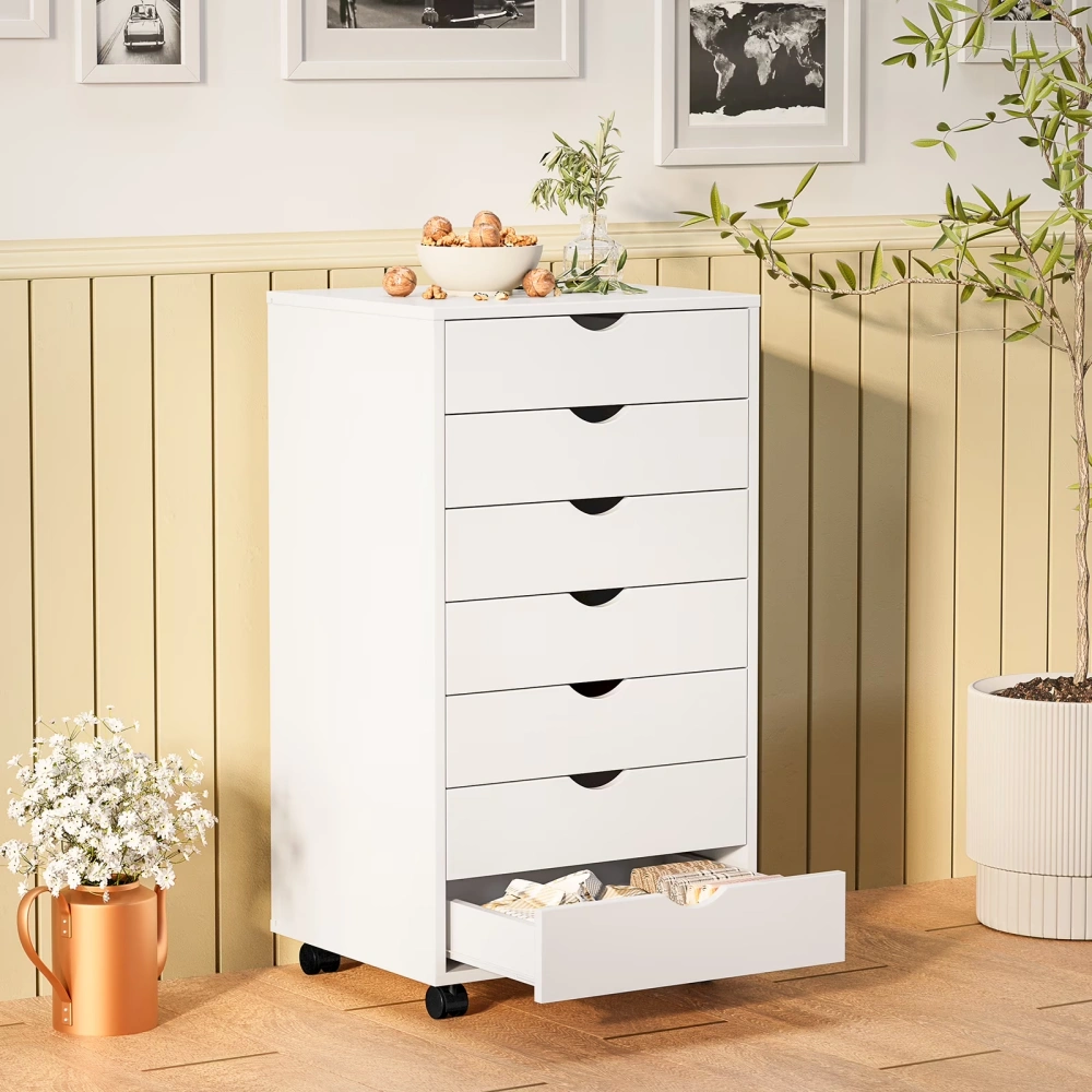 7-Drawer Portable Storage Cabinet on Wheels for Office, Bedroom & Home Organization, White (Shipment from Walmart)
