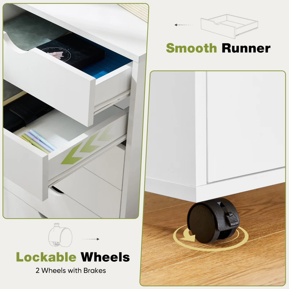 7-Drawer Portable Storage Cabinet on Wheels for Office, Bedroom & Home Organization, White (Shipment from Walmart) view 4