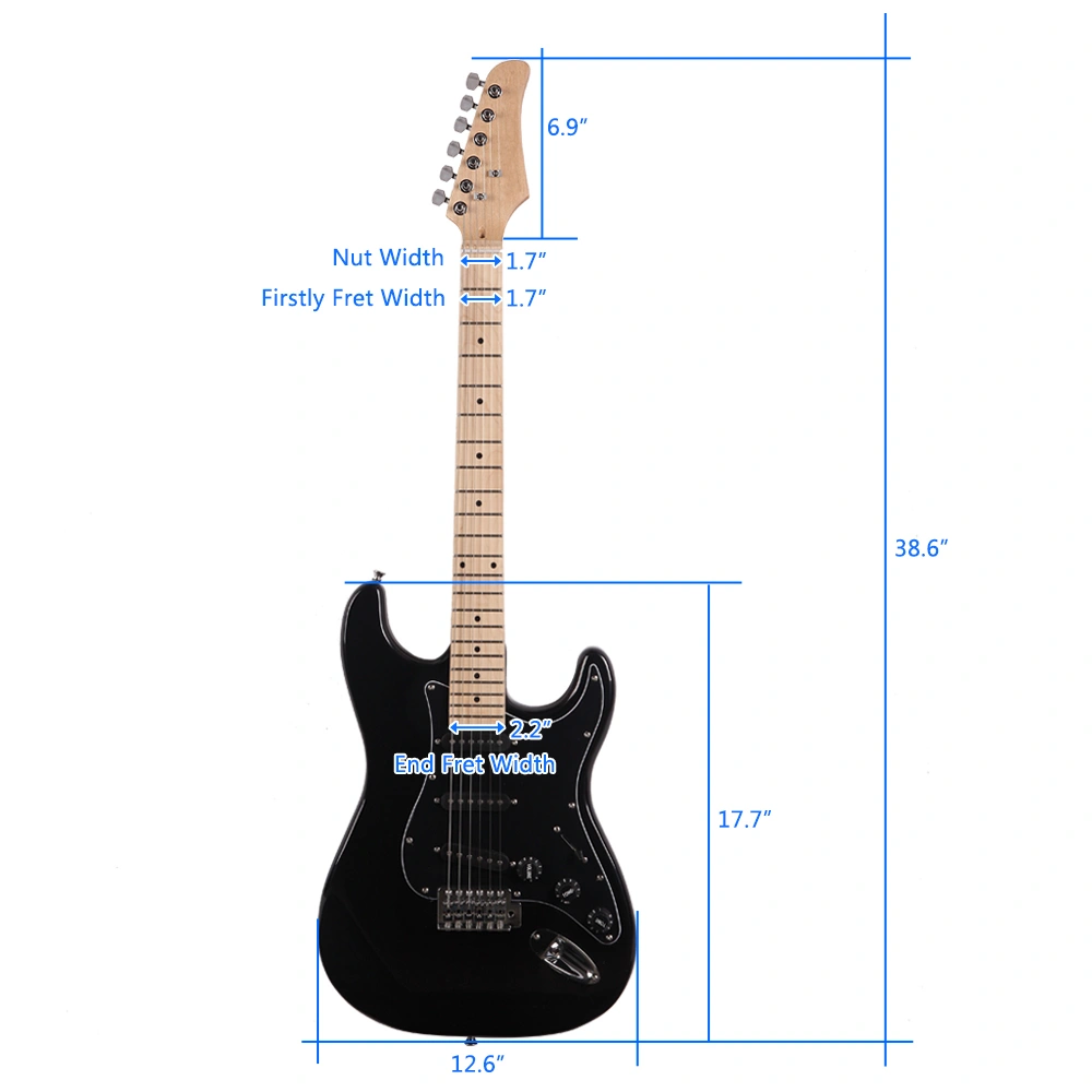 ST Stylish Electric Guitar with Black Pickguard Black view 20