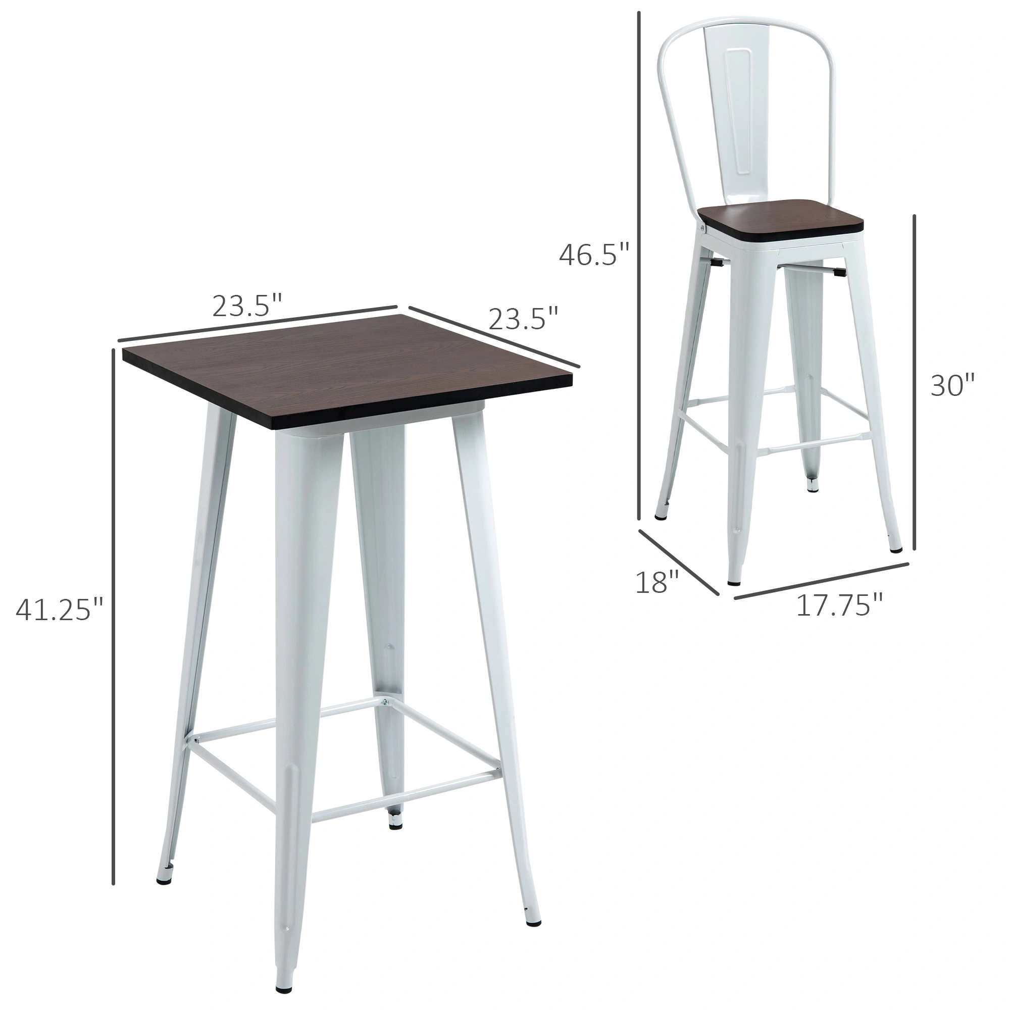 Modern Pub Table and Chair Set 36" Counter Height Dining Table with 2 Stools, Metal Frame Faux Leather Seat, Black view 2