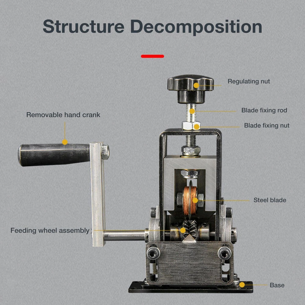 Crank Wire Stripping Machine, Cable Stripper Tool for Scrap Wire Recycling, Manual Copper Wire Extractor