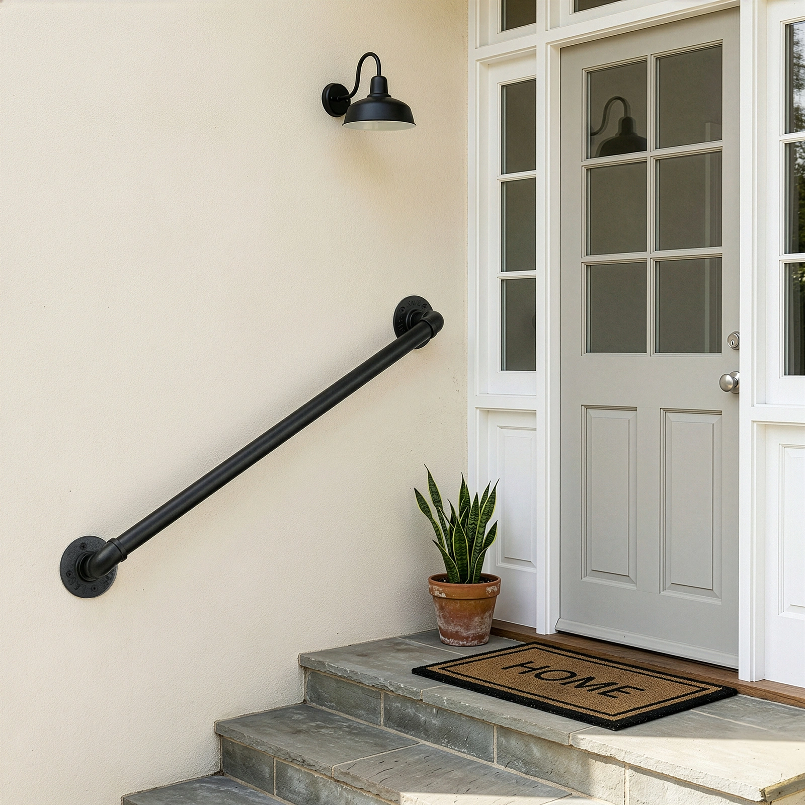 3FT iron courtyard stair handrail black view 4