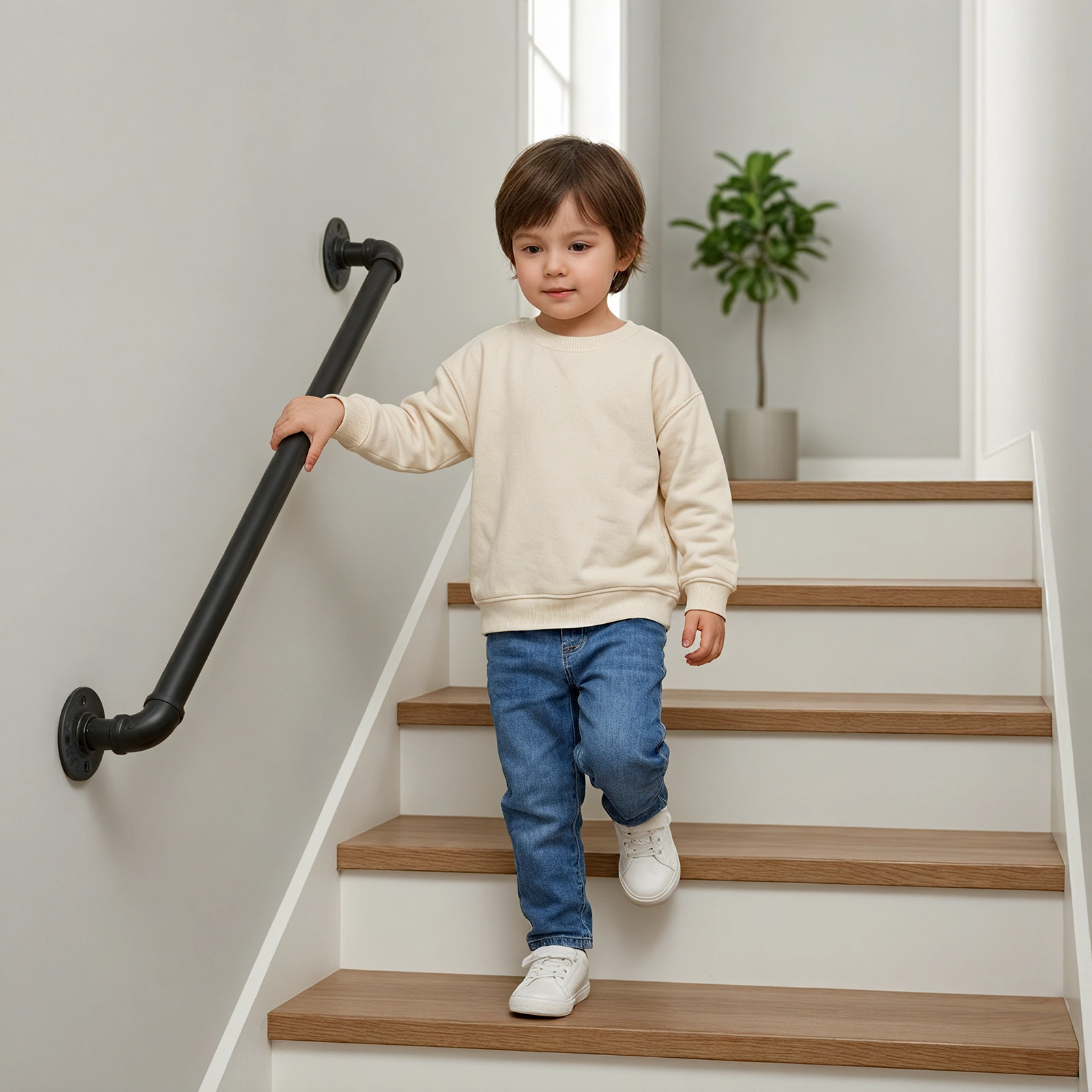 3FT iron courtyard stair handrail black view 6
