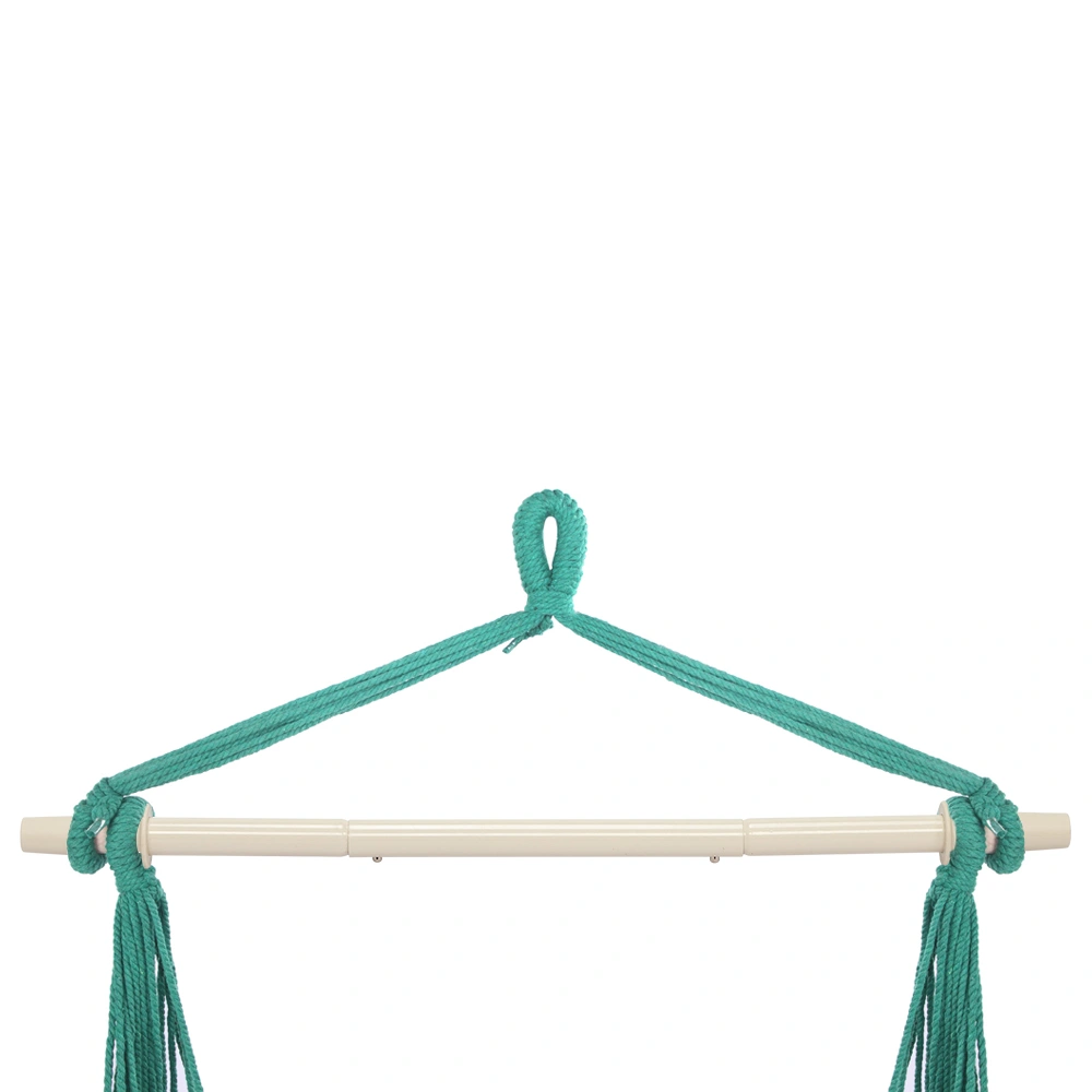 Distinctive Cotton Canvas Hanging Rope Chair with Pillows Green view 12