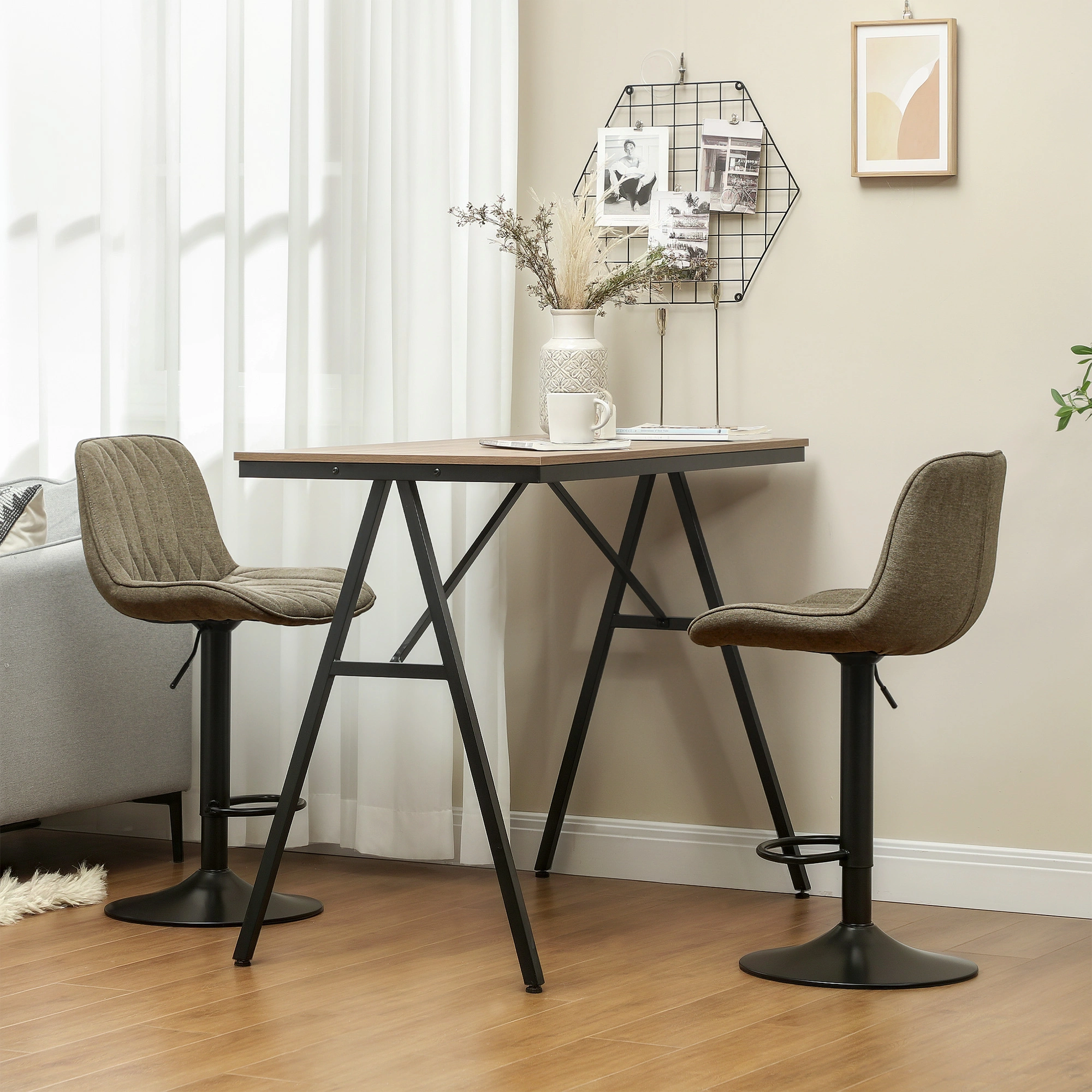 Adjustable Height Bar Stool, Modern Swivel Counter Stool with Padded Seat, 26-32 Inch Backless Barstools for Kitchen Island Dining Room