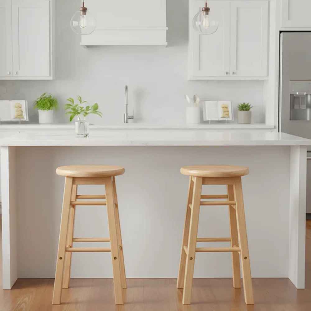 2-Pack 24" Backless Wood Counter Stools, Natural Finish (Shipment from Walmart) view 5