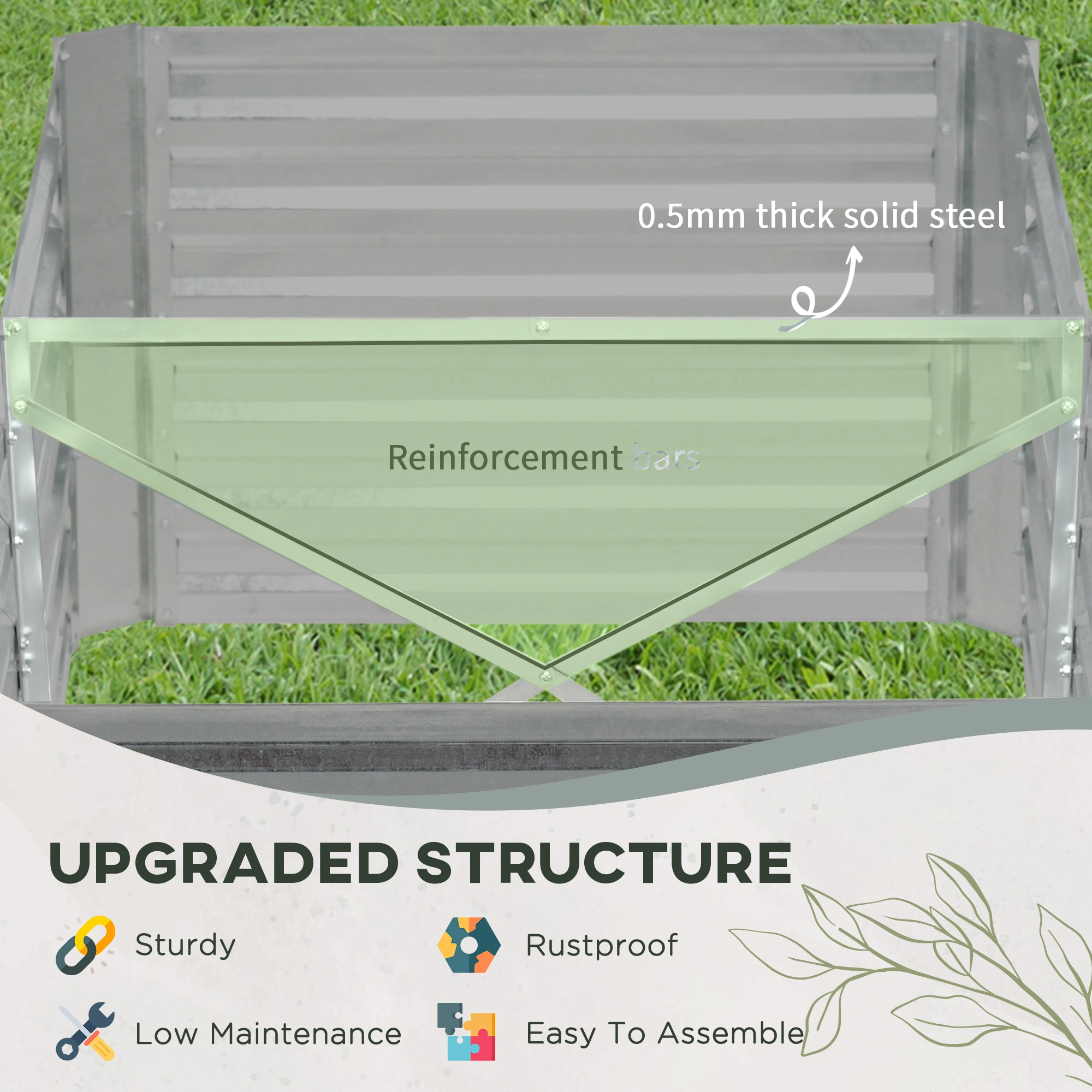 Raised Garden Bed - Wide Planter Box for Vegetables, Flowers & Herbs, Outdoor Yard Bed, Easy Assembly, Weather-Resistant Design view 2