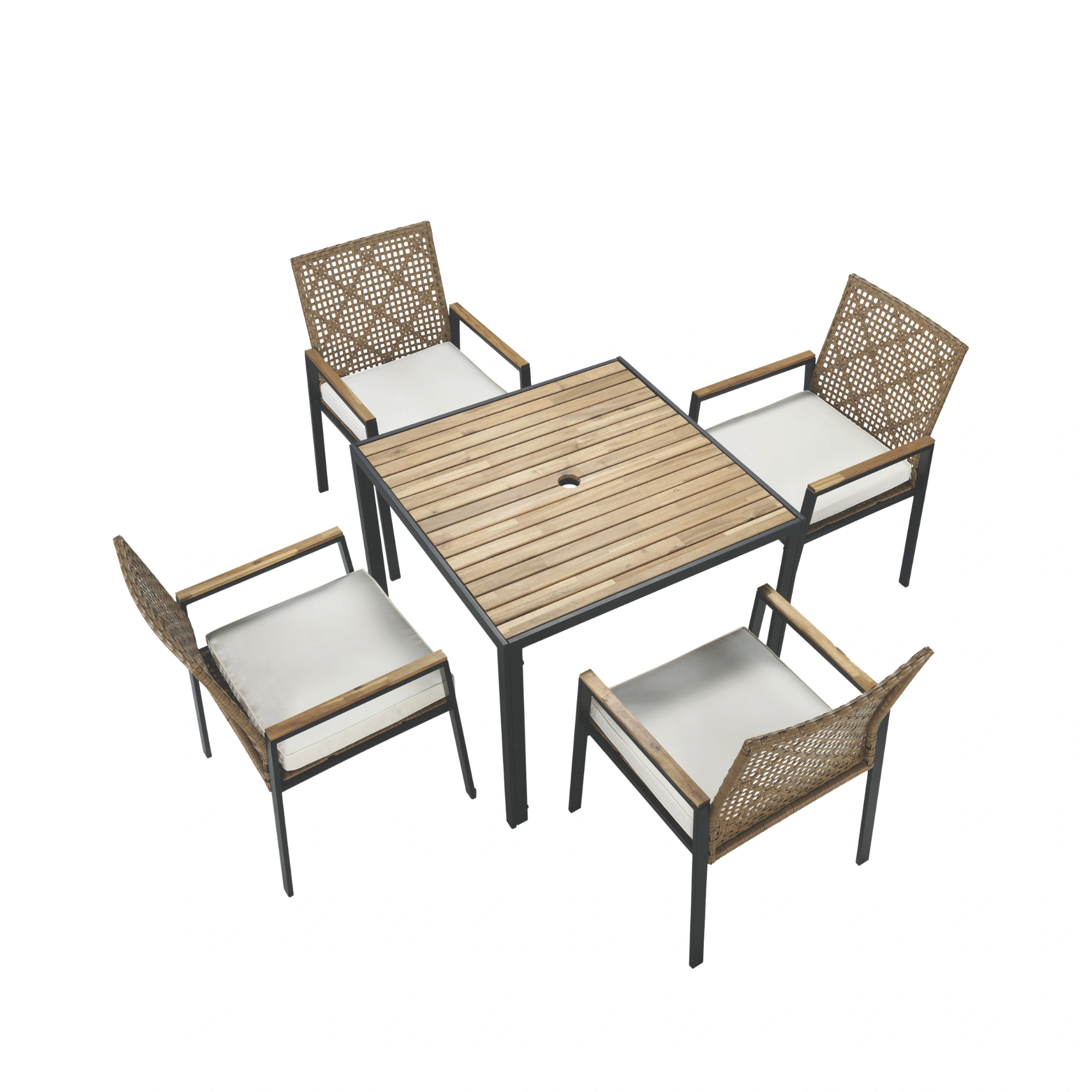 All Weather 5-Piece Patio Conversation Set Outdoor Garden Wicker Sofa Seating Cushion Included view 5