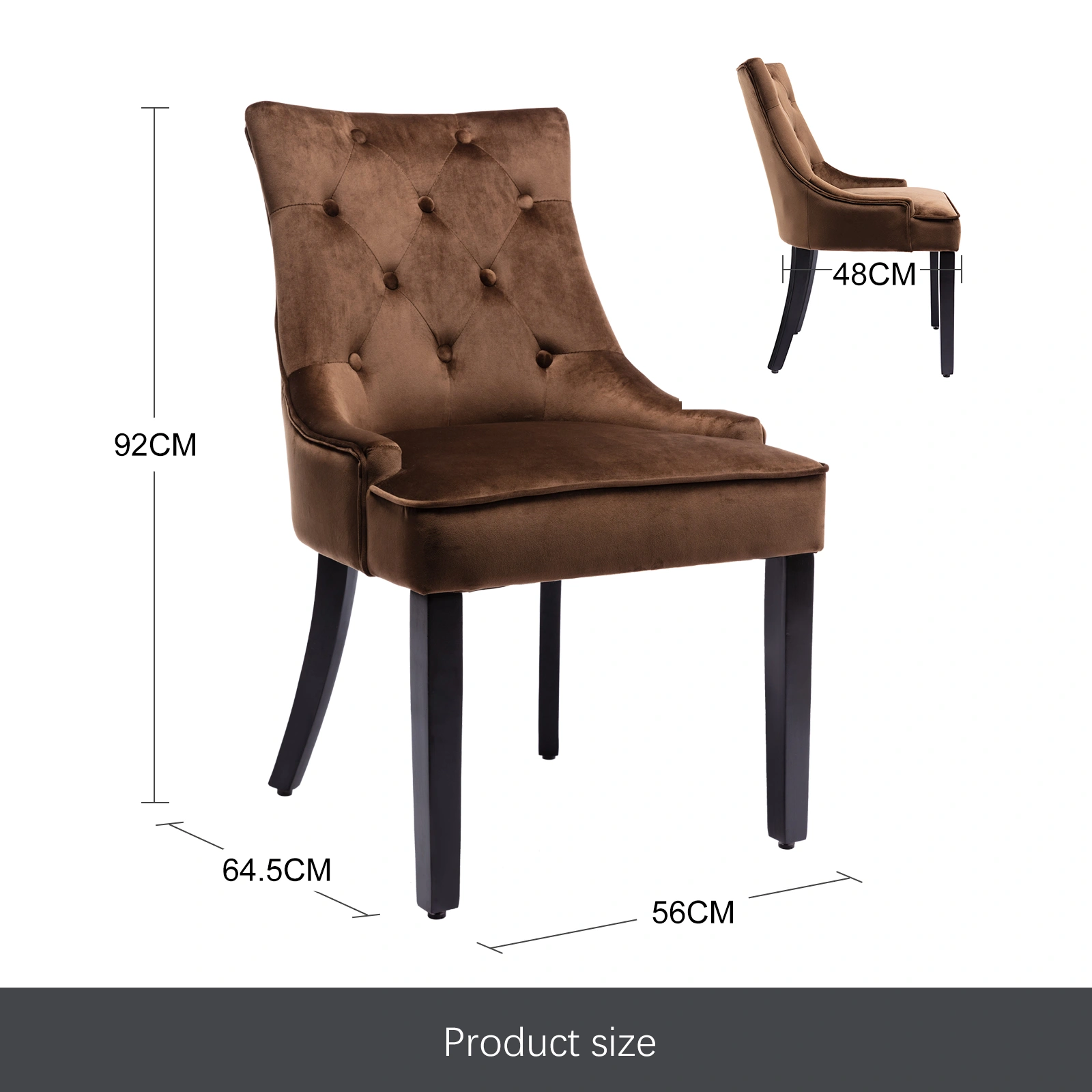 Contemporary Dining Chairs Set of 2 Mid-Century Wooden Frame view 2