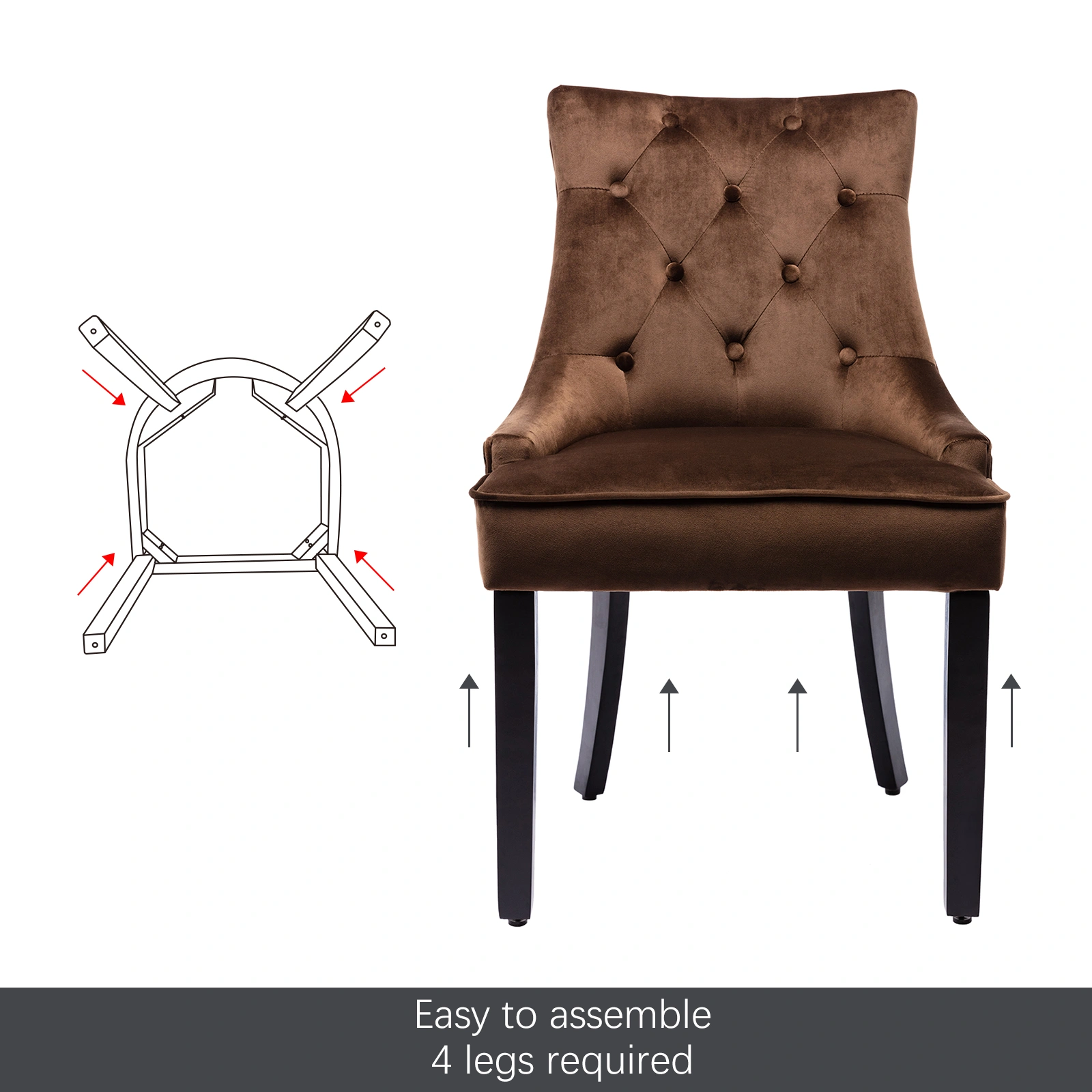 Contemporary Dining Chairs Set of 2 Mid-Century Wooden Frame view 3