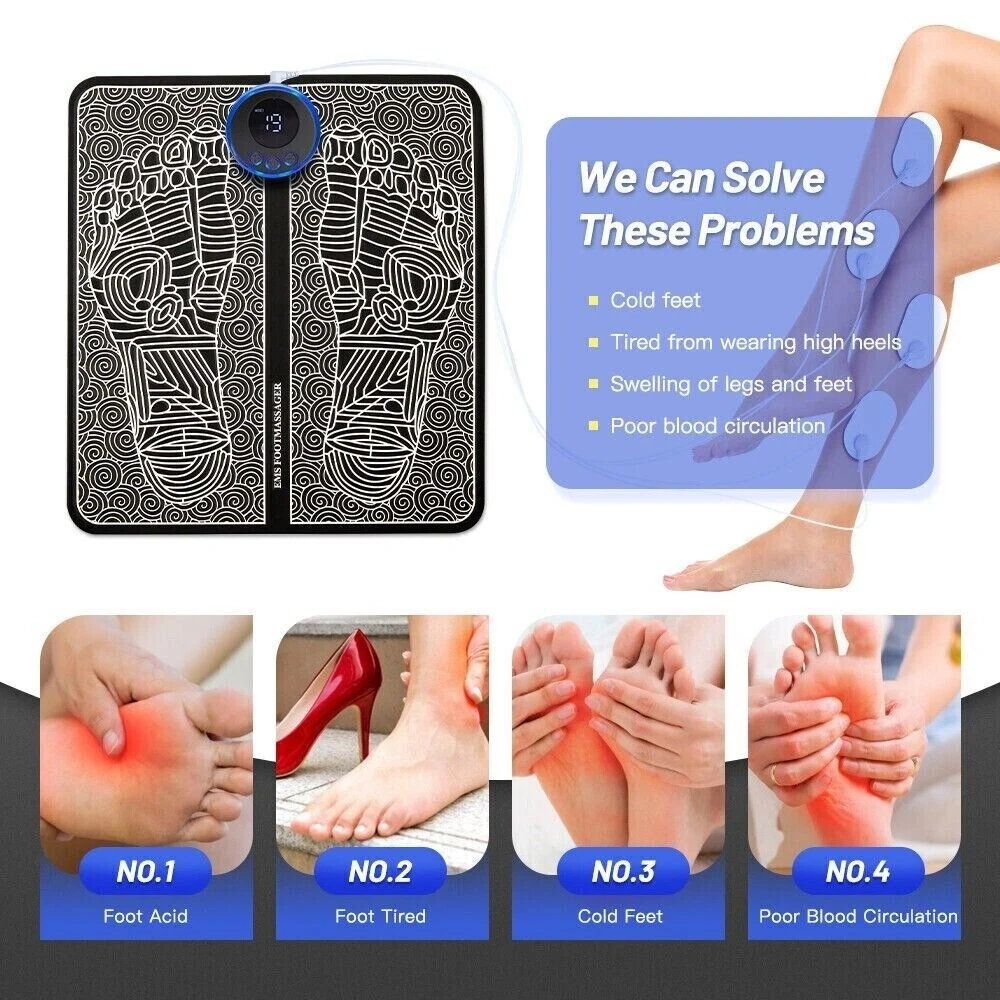 19 Levels 8 Modes Electric Foot Massager Pad Blood Circulation Muscle Stimulator Mat Therapy Platform view 3