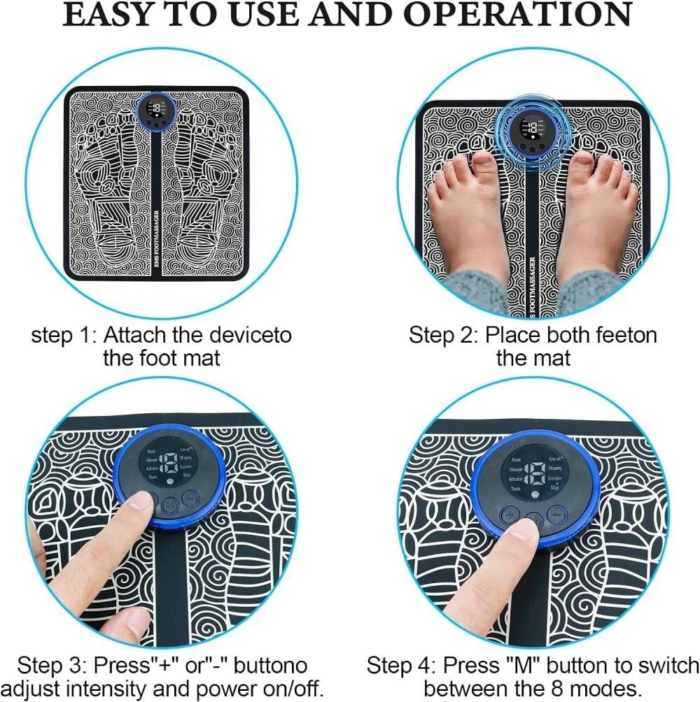 19 Levels 8 Modes Electric Foot Massager Pad Blood Circulation Muscle Stimulator Mat Therapy Platform view 4