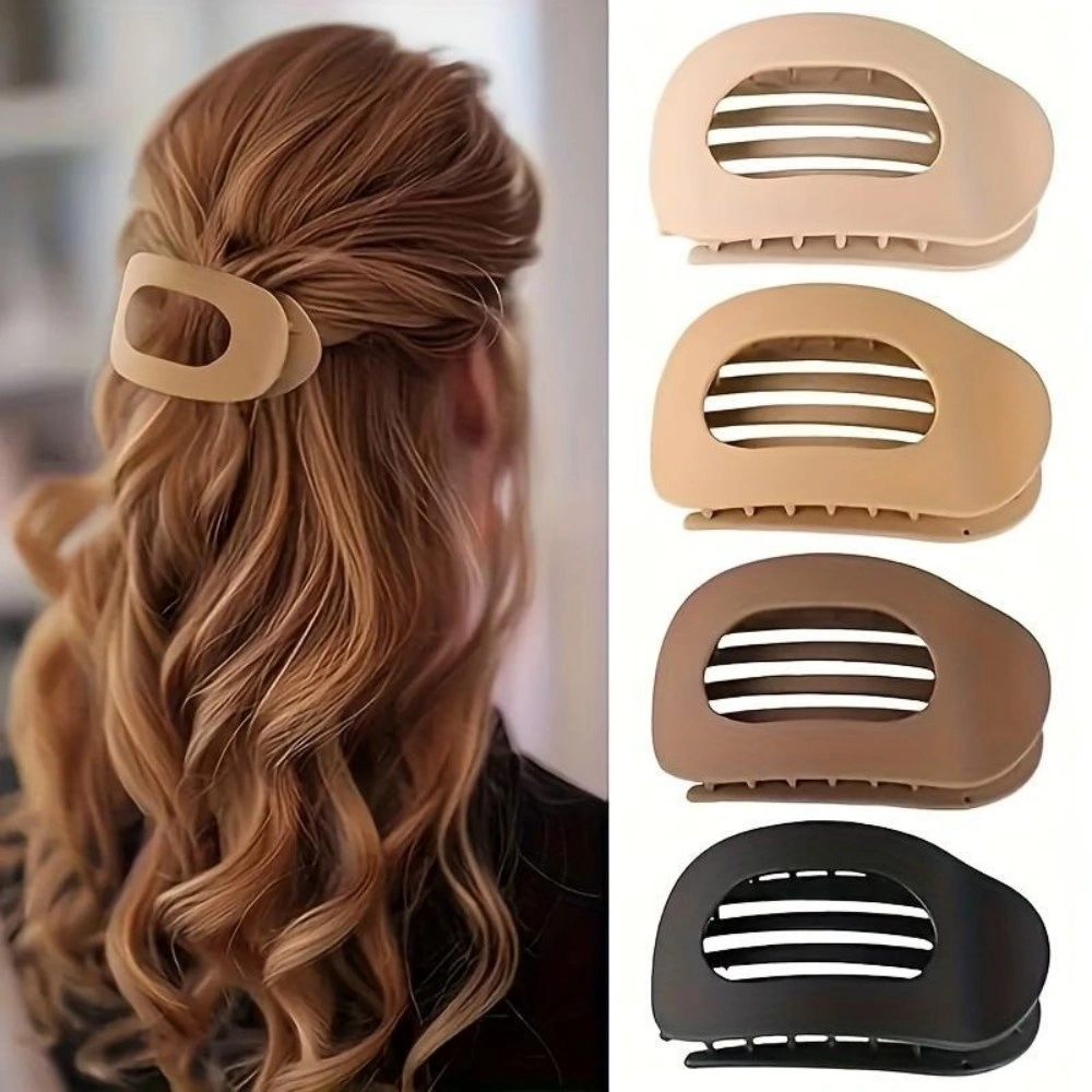 4Pcs Frosted Oval Acrylic Hair Clips for Women, Large Flat No-Trace Minimalist Hair Accessories Set, Elegant Gift