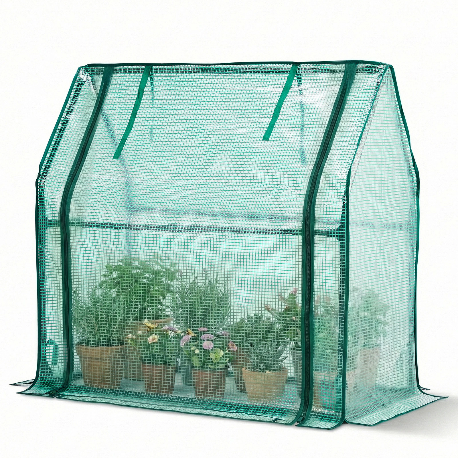 Mini Greenhouse with PE Cover, Indoor Outdoor Plant Gardening Green House for Garden Backyard, 36*18*33in, Green view 17