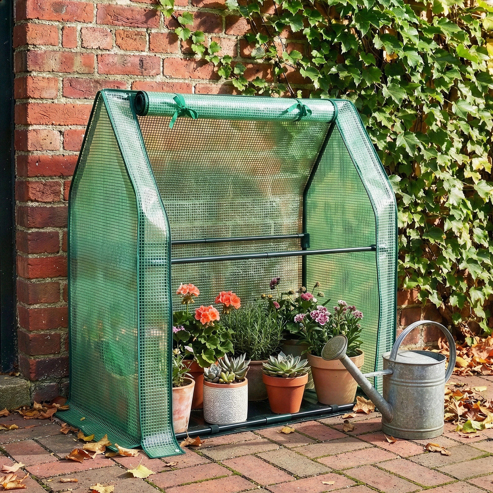 Mini Greenhouse with PE Cover, Indoor Outdoor Plant Gardening Green House for Garden Backyard, 36*18*33in, Green view 21