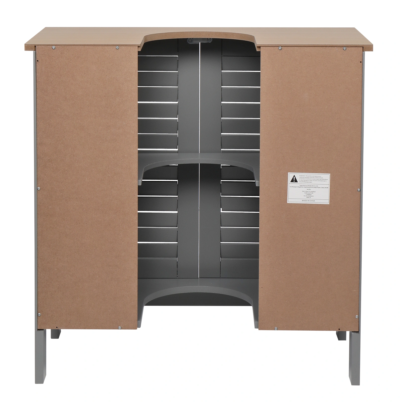 Modern Gray Double Shutter Door Bathroom Sink Cabinet, MDF Construction with Spray Paint Finish view 22