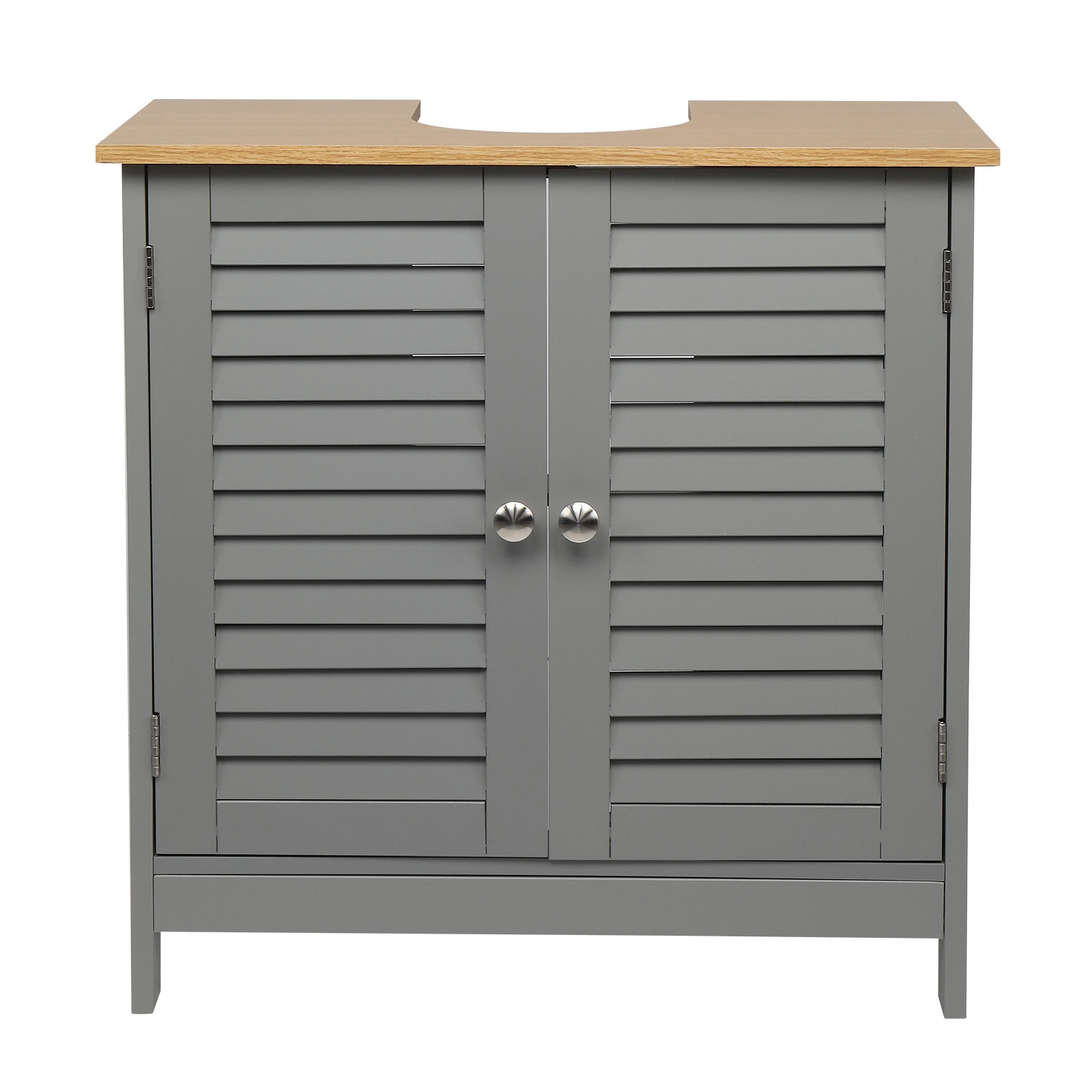 Modern Gray Double Shutter Door Bathroom Sink Cabinet, MDF Construction with Spray Paint Finish view 3