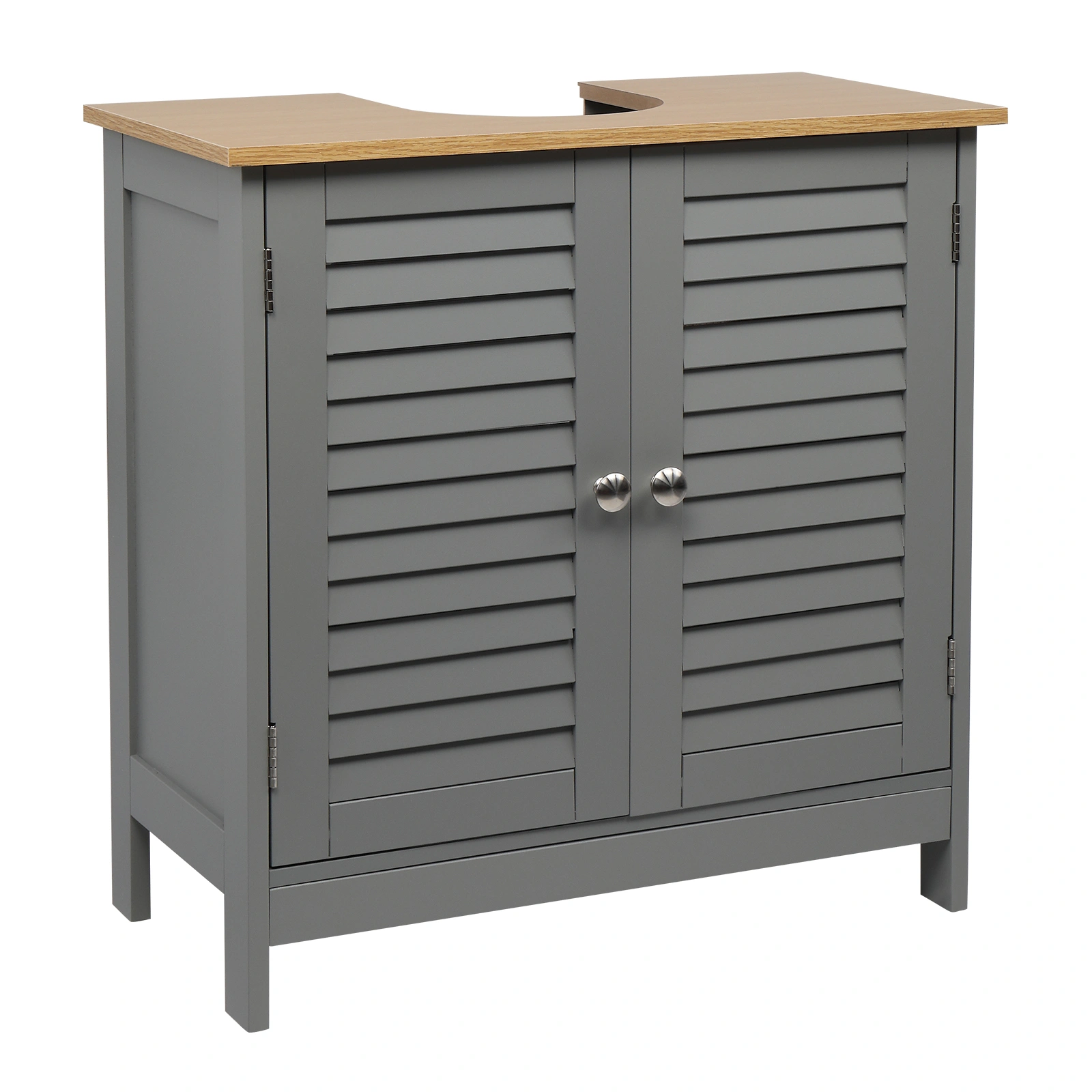 Modern Gray Double Shutter Door Bathroom Sink Cabinet, MDF Construction with Spray Paint Finish view 5