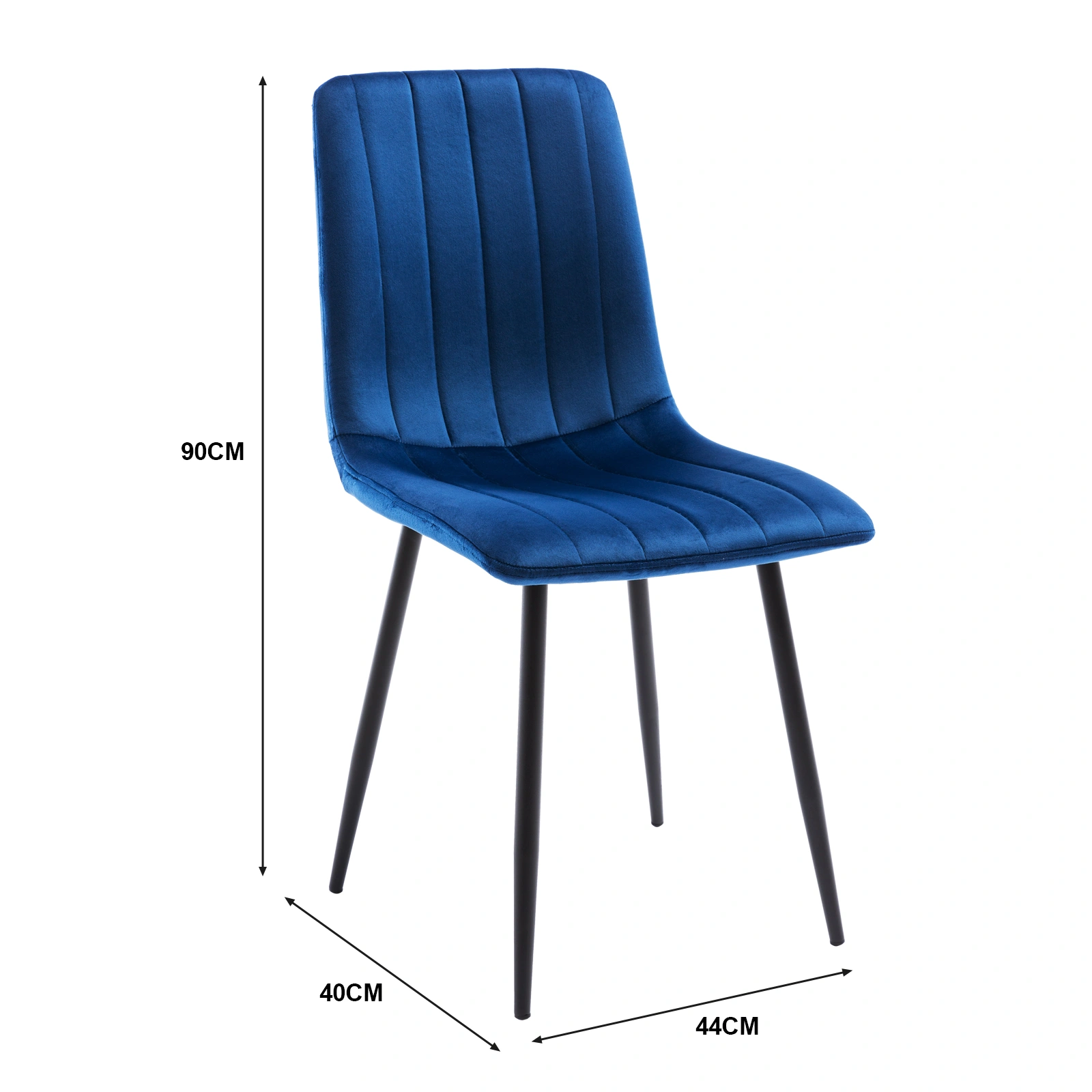 Set of 4 Fabric Velvet Dining Chairs - Upholstered Accent Chairs for Living Room, Bedroom, Entryway (Blue) view 3