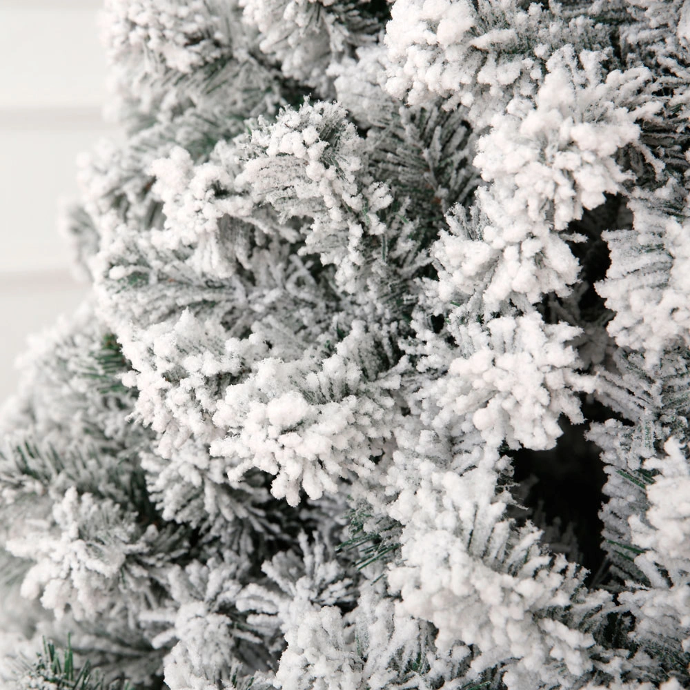 7 FT Pre-lit Snow Flocked Christmas Tree, Artificial Hinged Xmas Pine Tree with 1000 Branch Tips, 400 Lights and Remote Control for Holiday Party Office Home, Snowy Green view 4