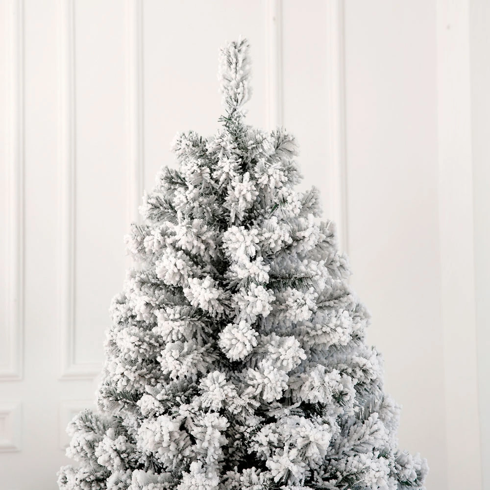 7 FT Pre-lit Snow Flocked Christmas Tree, Artificial Hinged Xmas Pine Tree with 1000 Branch Tips, 400 Lights and Remote Control for Holiday Party Office Home, Snowy Green view 5