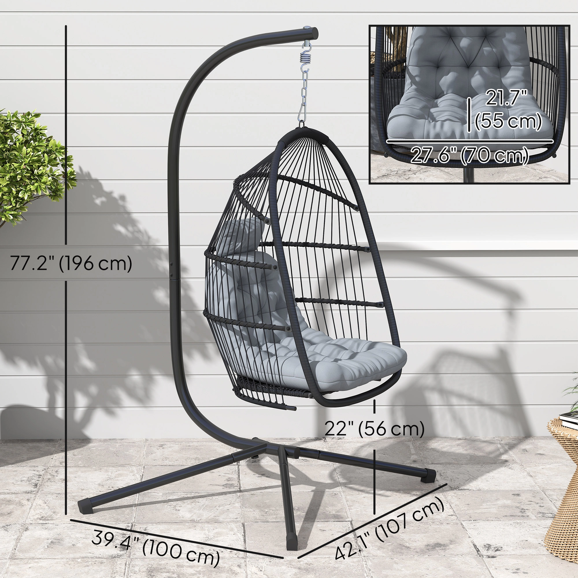Hammock Chair with Stand Indoor Outdoor Portable Hanging Swing Seat view 2