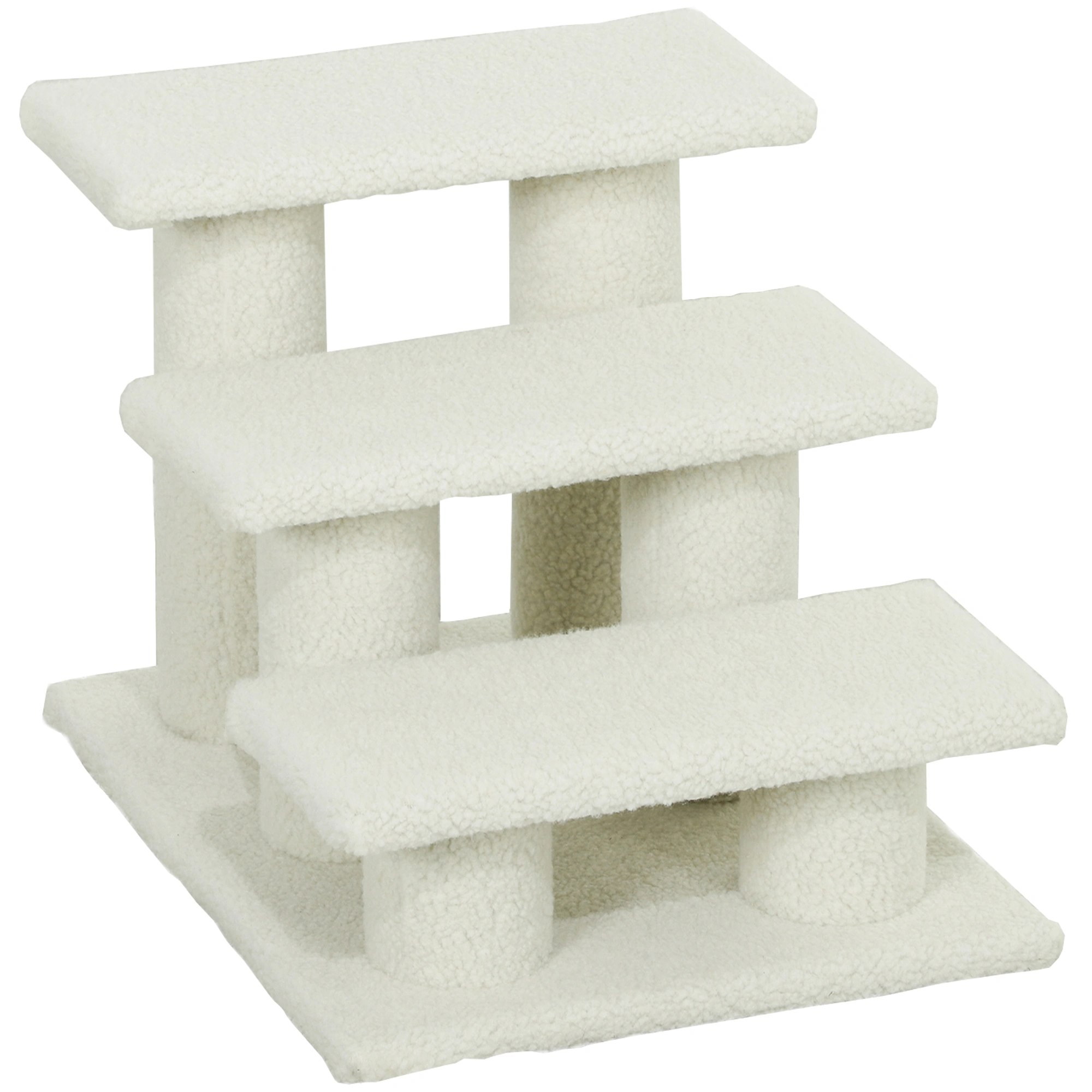 Pet Stairs for Dogs & Cats | 4-Tier Foam Steps with Scratching Post | Non-Slip Side Steps for Senior & Small Pets Bed Access view 3