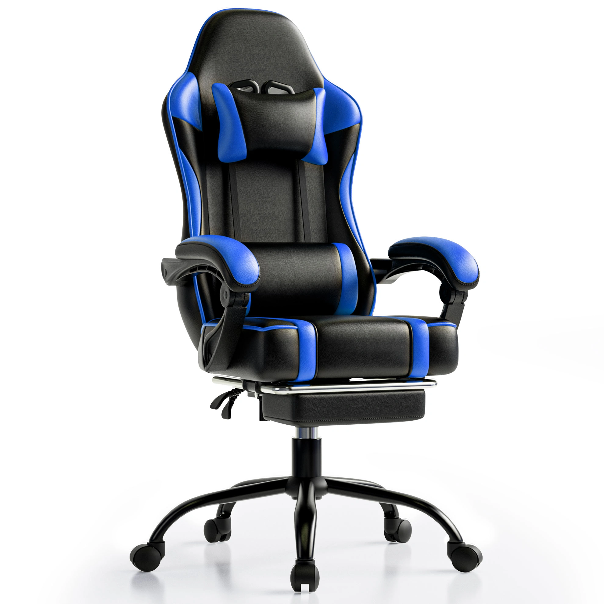 Ergonomic Gaming Chair with Footrest, Adjustable Lumbar Support & Headrest, Height-Adjustable Video Game Chair for Office Desk