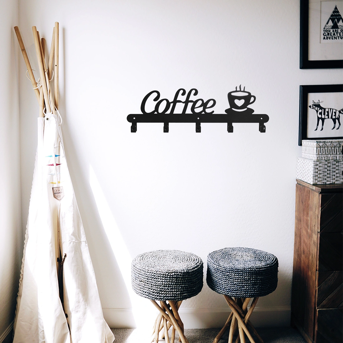 CIFbuy™ Wall Mounted Metal Coffee Cup Rack with Multi-Hooks Kitchen Living Room Organizer (TikTok, temu pick-up service) view 4