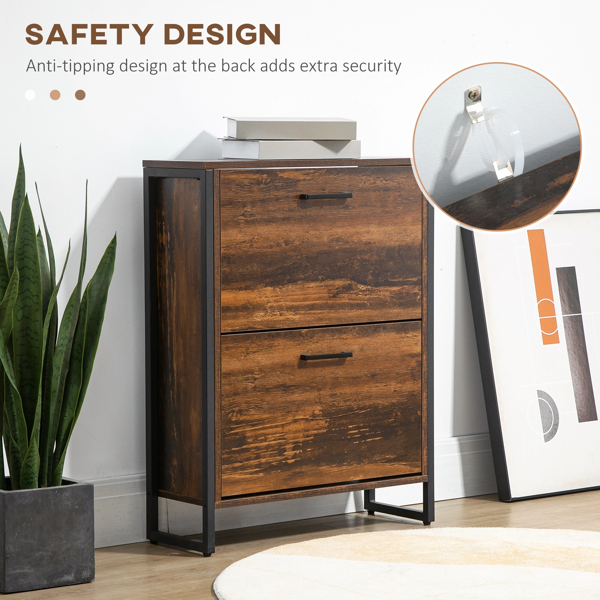 Shoe Storage Cabinet Organizer with Doors - Compact Entryway Hallway Boot Storage Unit view 2