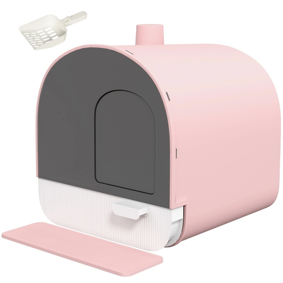 Fully Enclosed Cat Litter Box with Hood, High-Sided Odor Control Design, Easy-Clean Pet Litter Container view 3