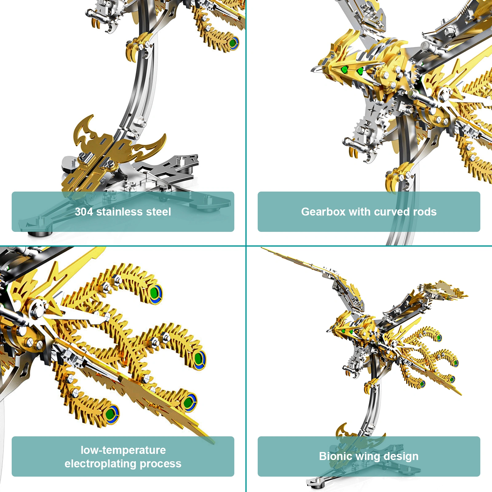 3D Metal Puzzle Mechanical Hornet Phoenix Ancient Dragon Kit DIY Assembly Model Collectible Gift view 3