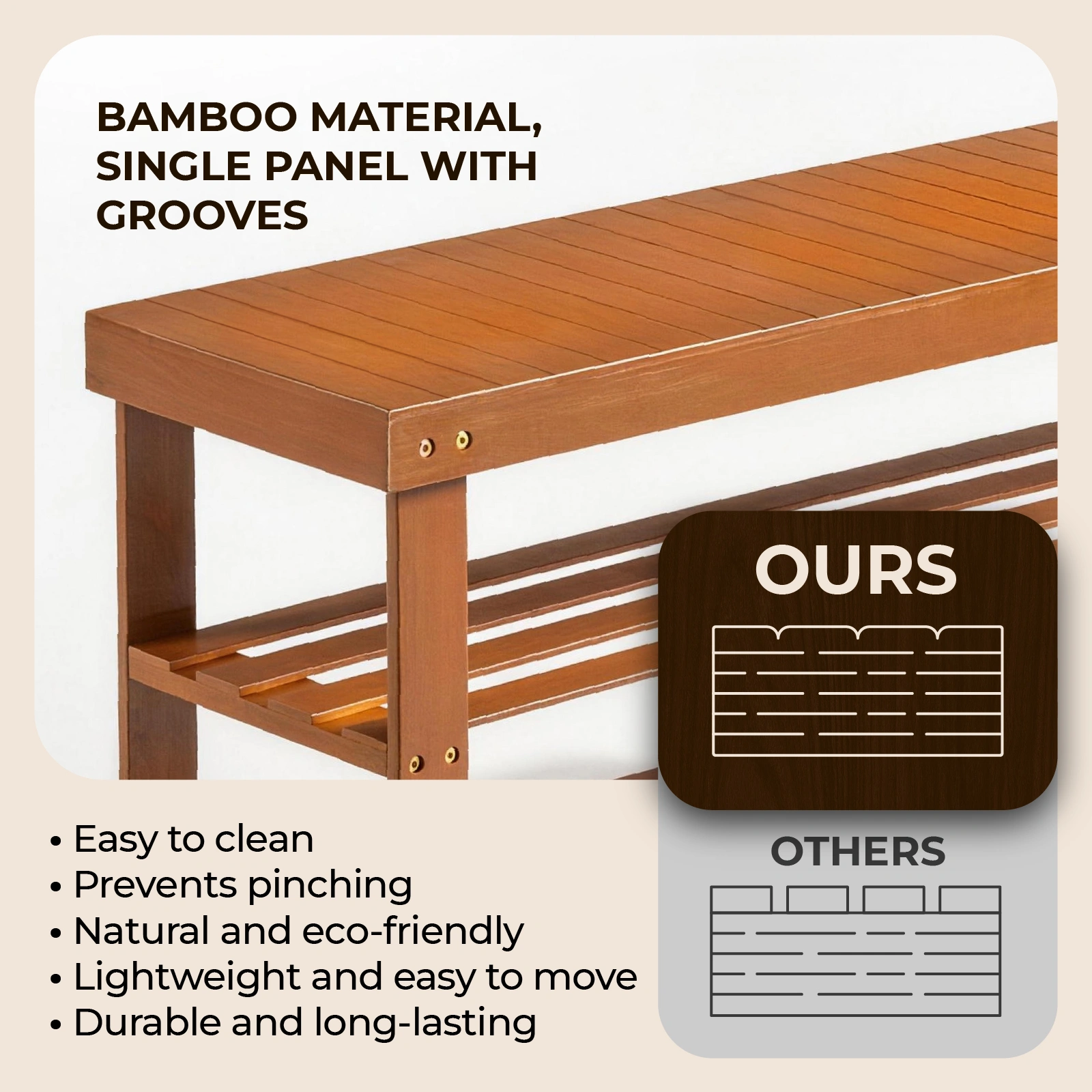35.43"*11.02"*17.72" 3-Tier Bamboo Shoe Rack Walnut view 6