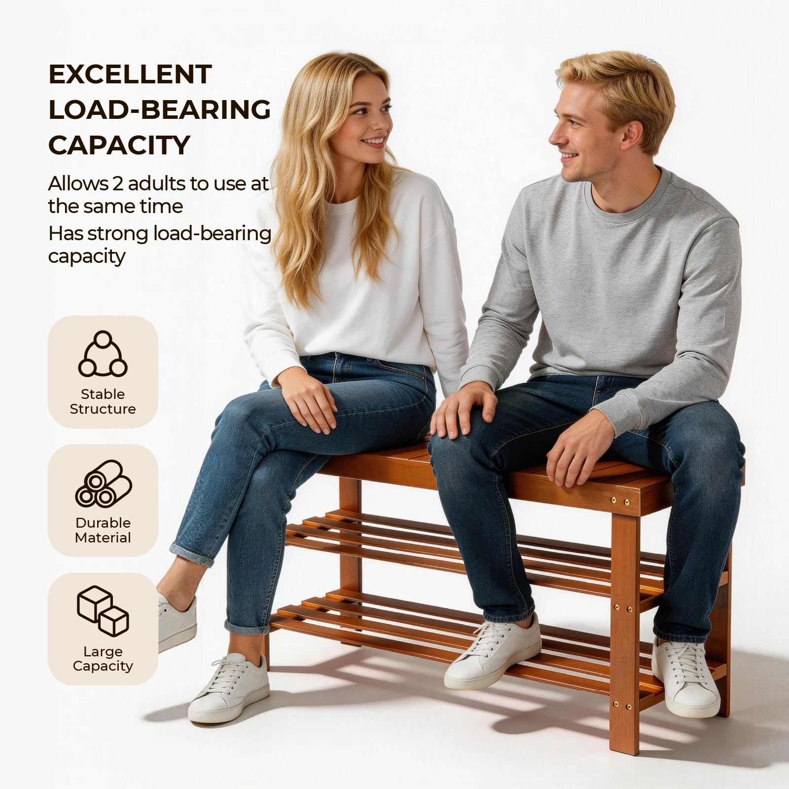 35.43"*11.02"*17.72" 3-Tier Bamboo Shoe Rack Walnut view 9