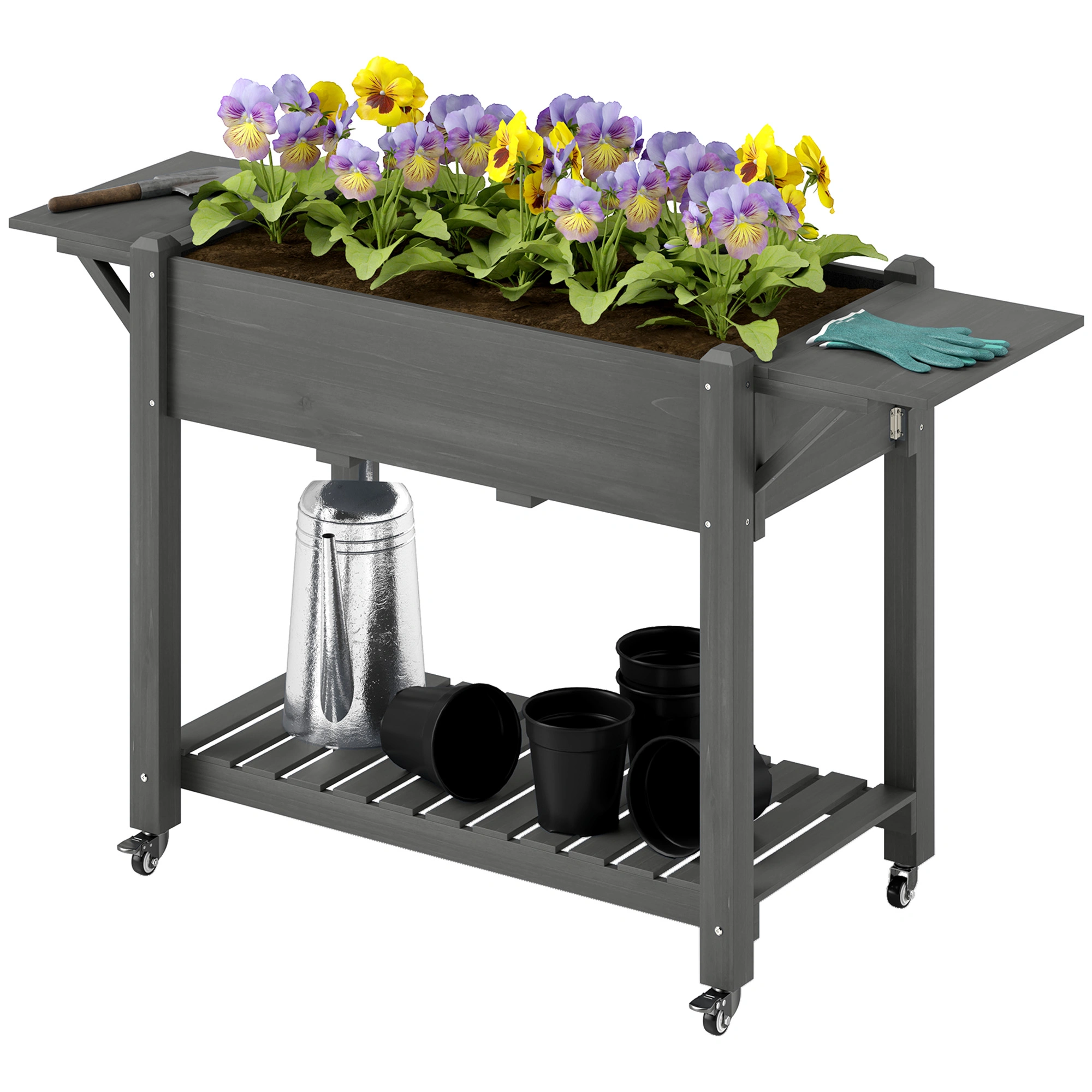 Wooden Planter Box & Flower Shelf - Rustic Garden Pot Stand for Indoor Outdoor Plants view 5